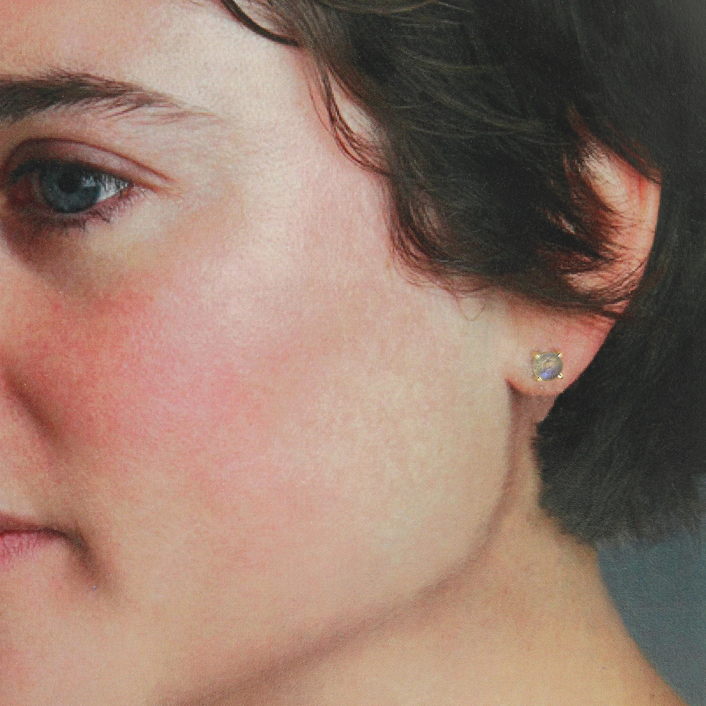 14k Yellow Gold and Labradorite Stud Earrings