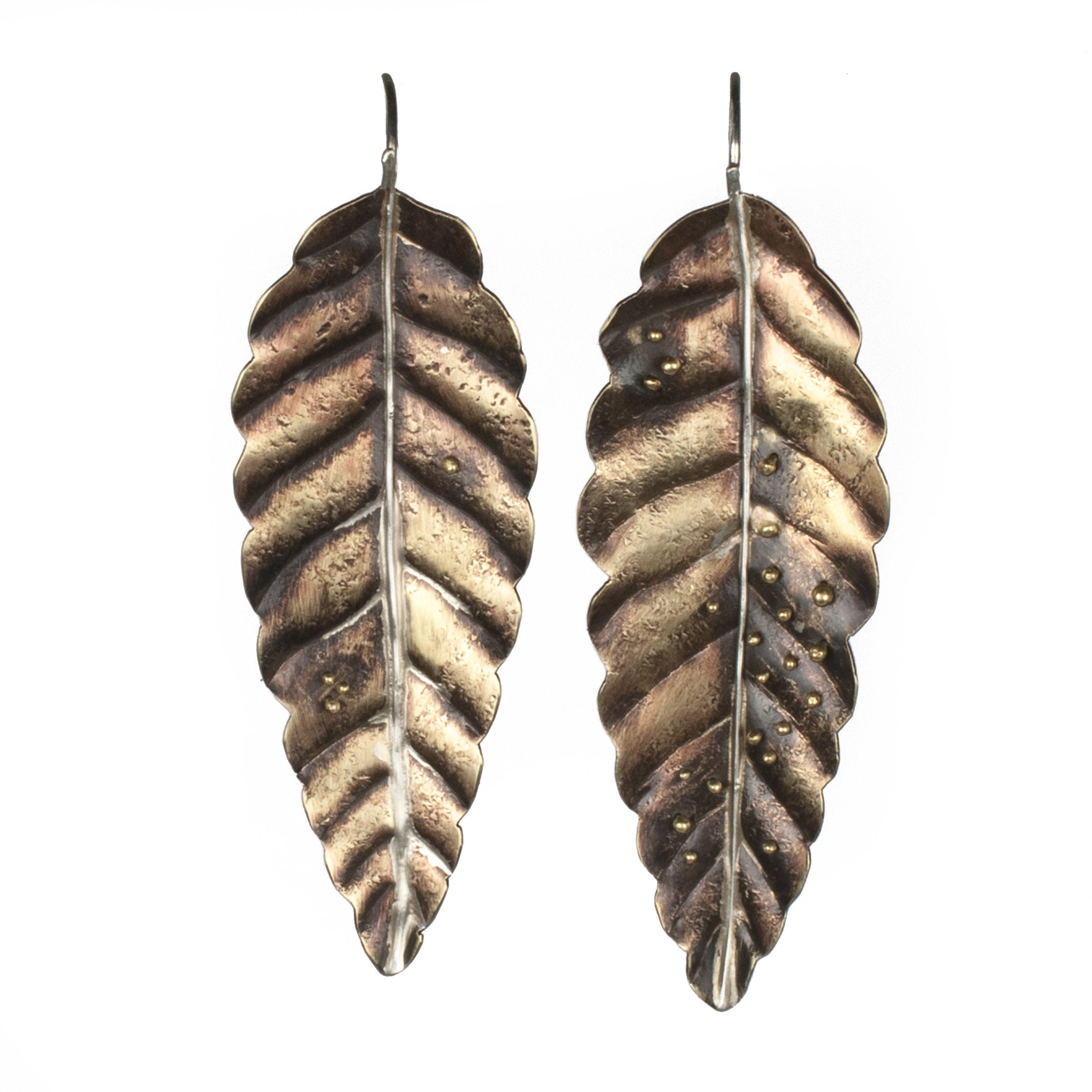Insect Eggs on Elm Leaf Earrings