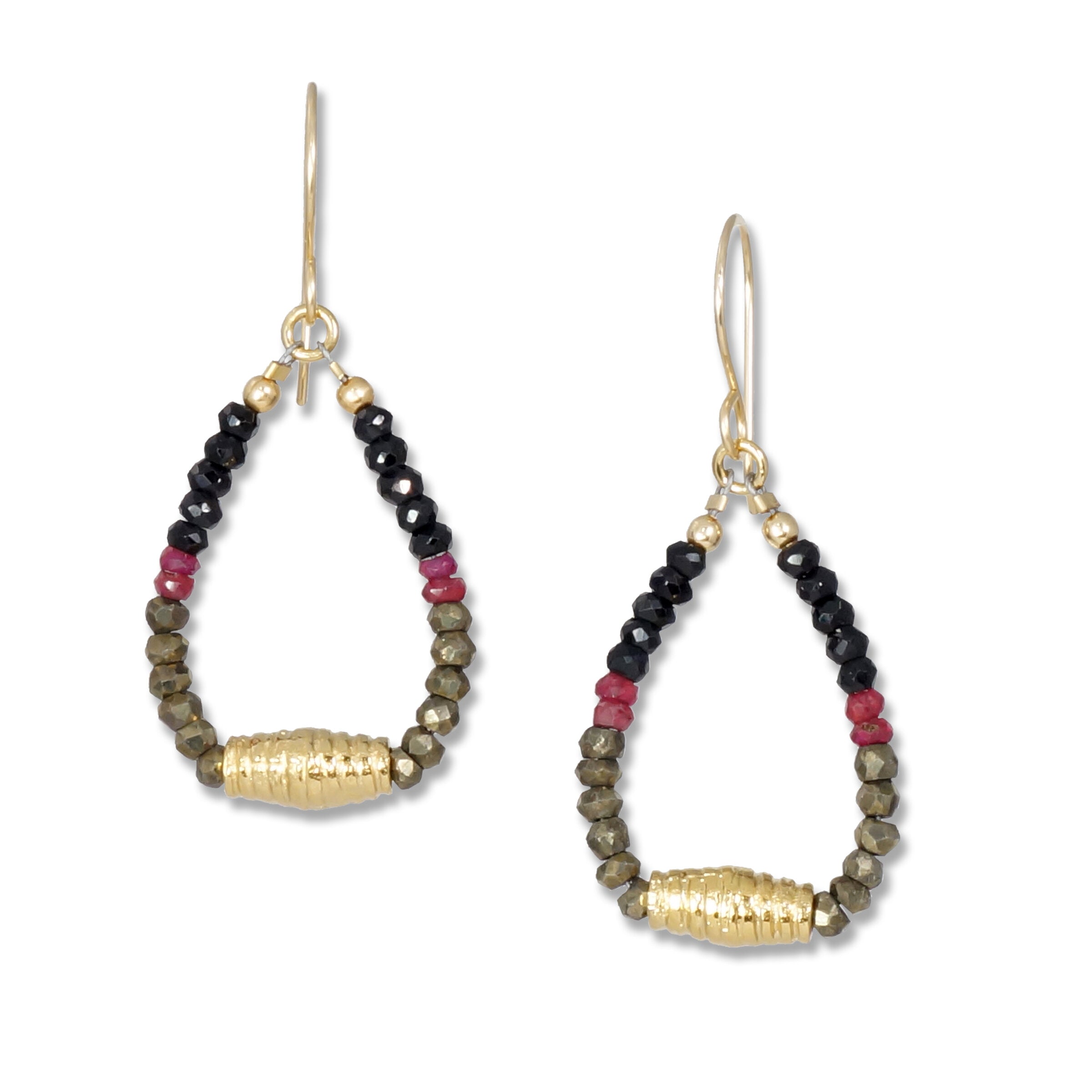 Spinel, Ruby and Gold Earrings