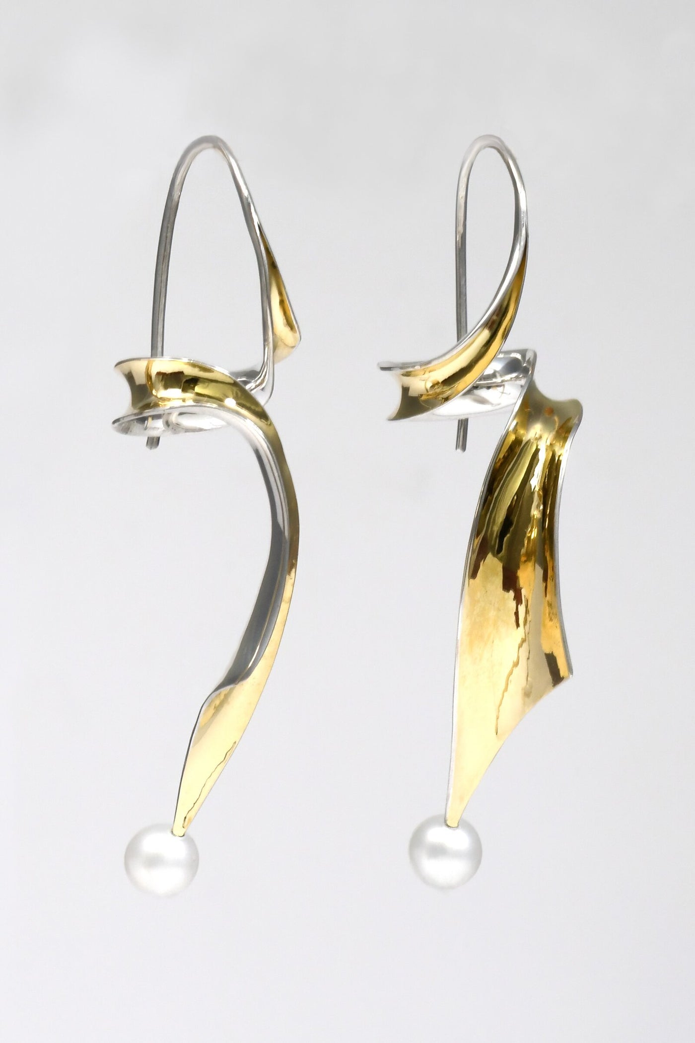Flared Twirl & Pearl Earrings
