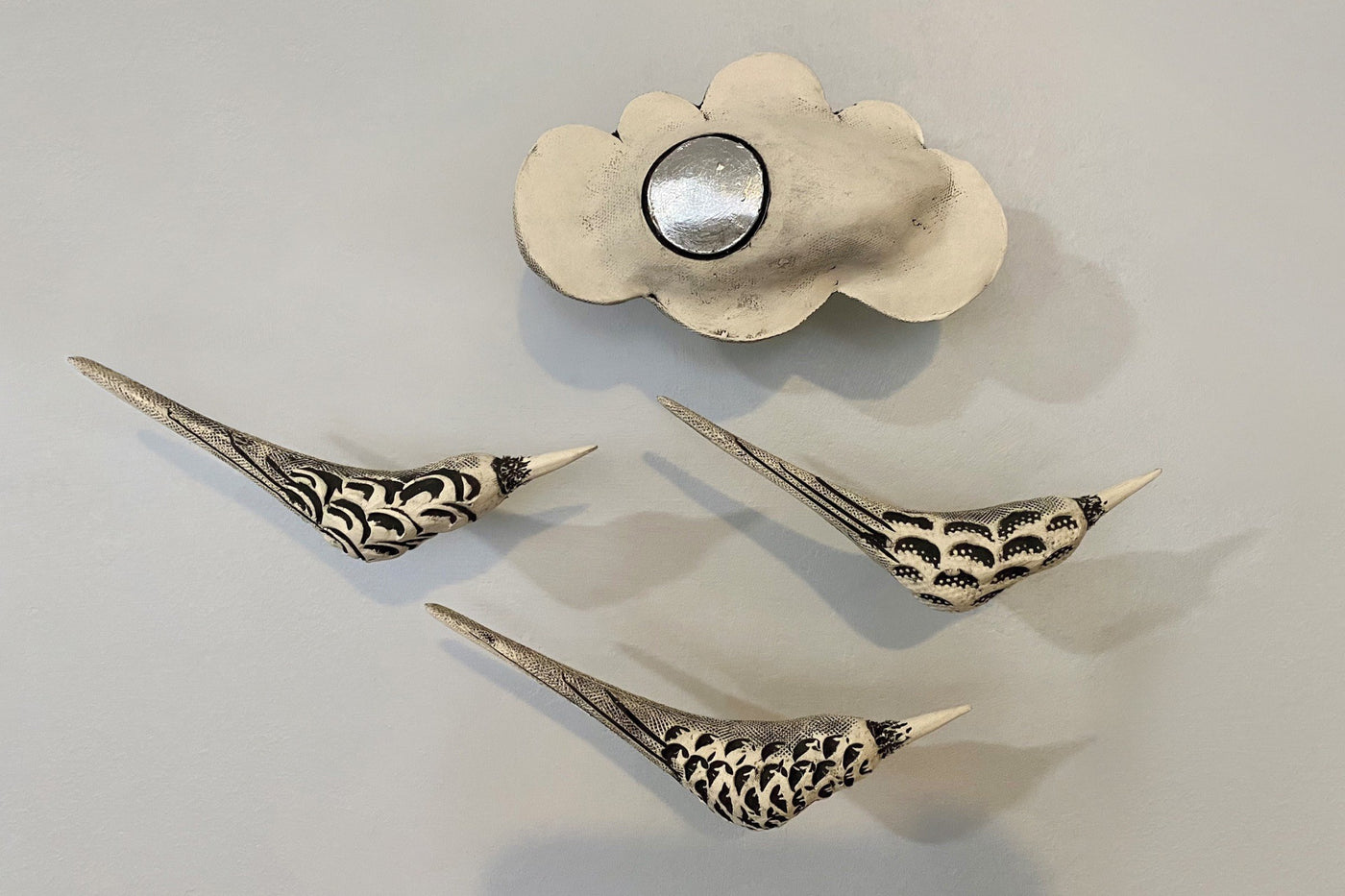 Clouds with Birds Wall Sculpture