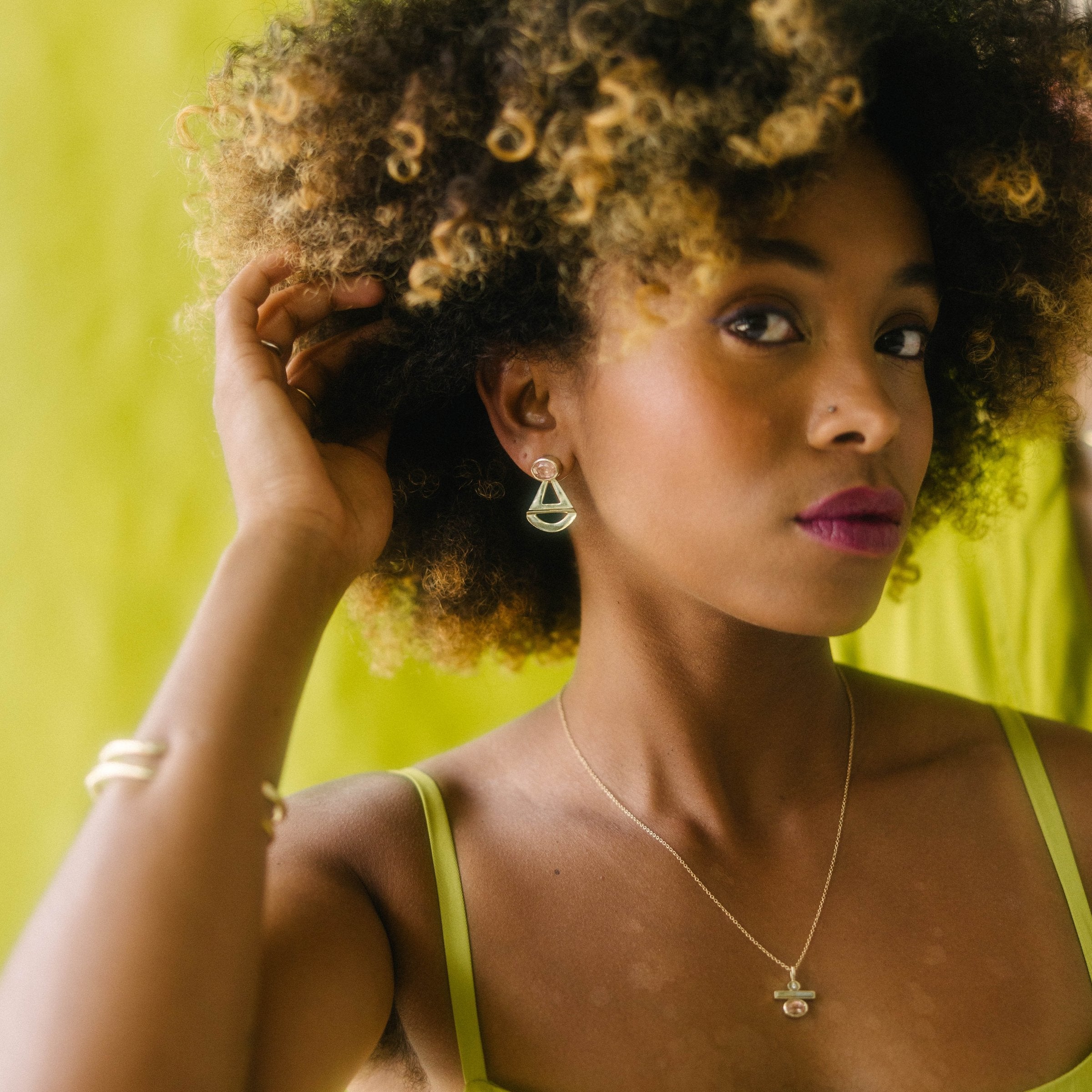 Erato Earrings with Oregon Sunstones
