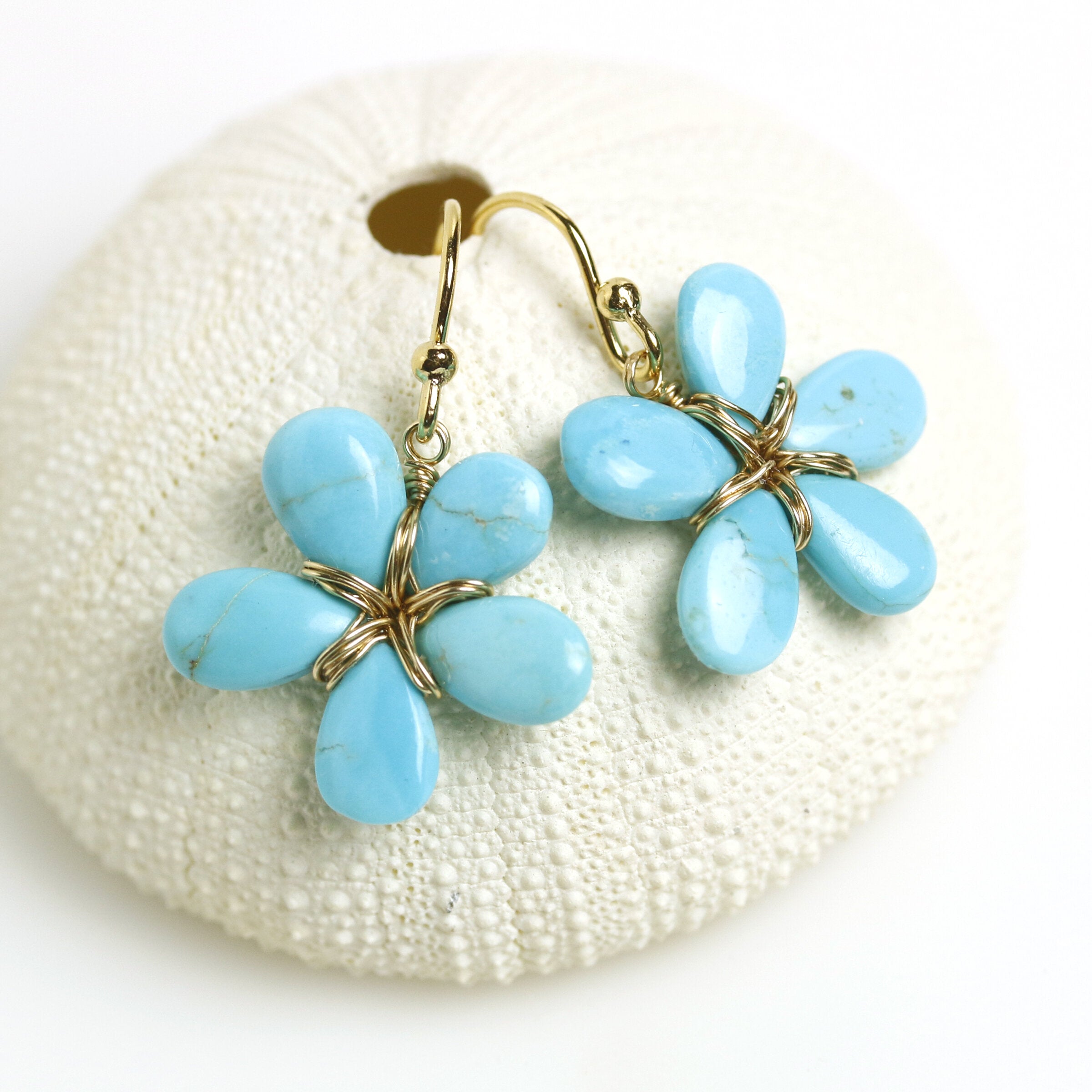 Sleeping Beauty Turquoise Flower Earrings