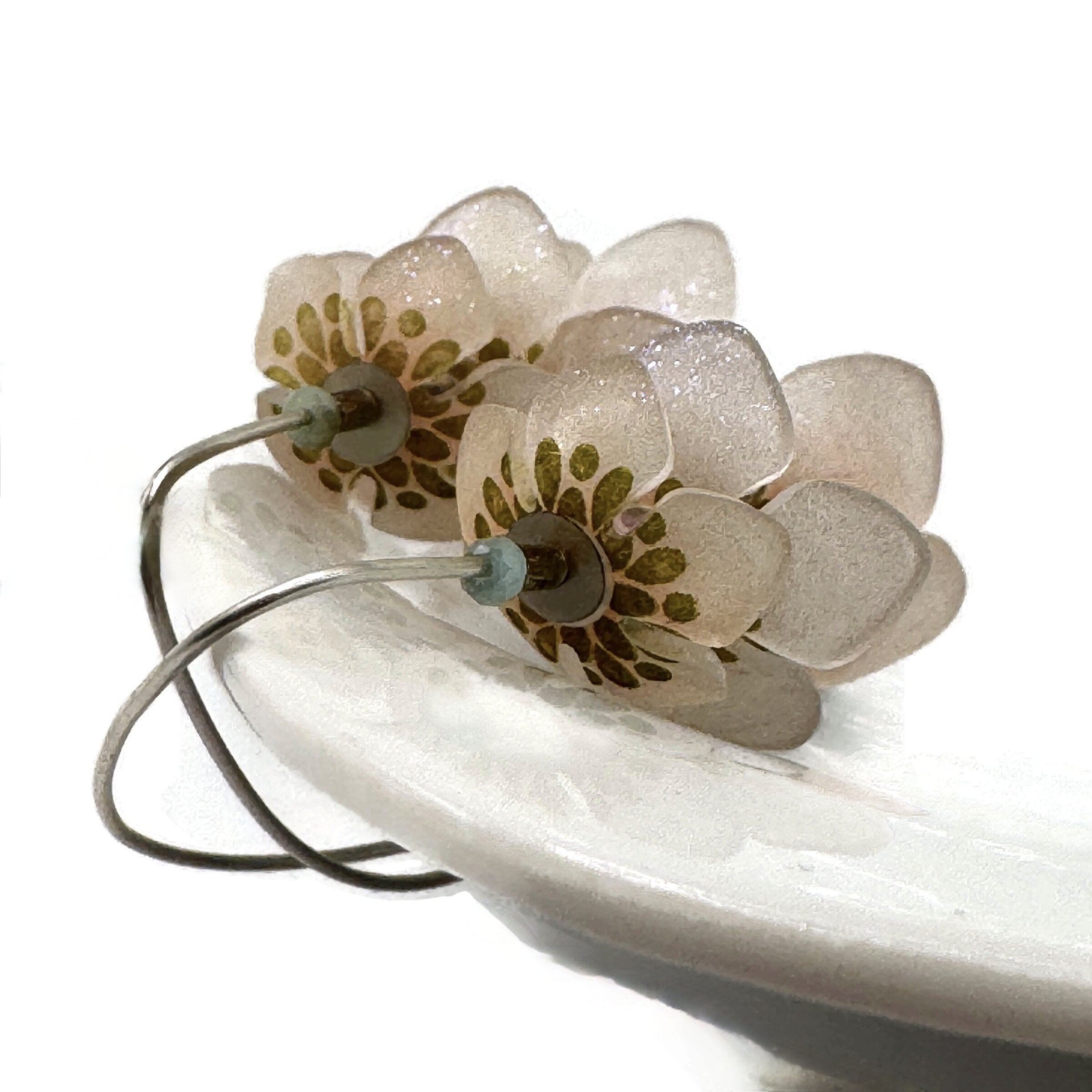 Pearls & Pink Floral Earrings