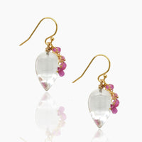 Rock Crystal & Pink Sapphire Earrings