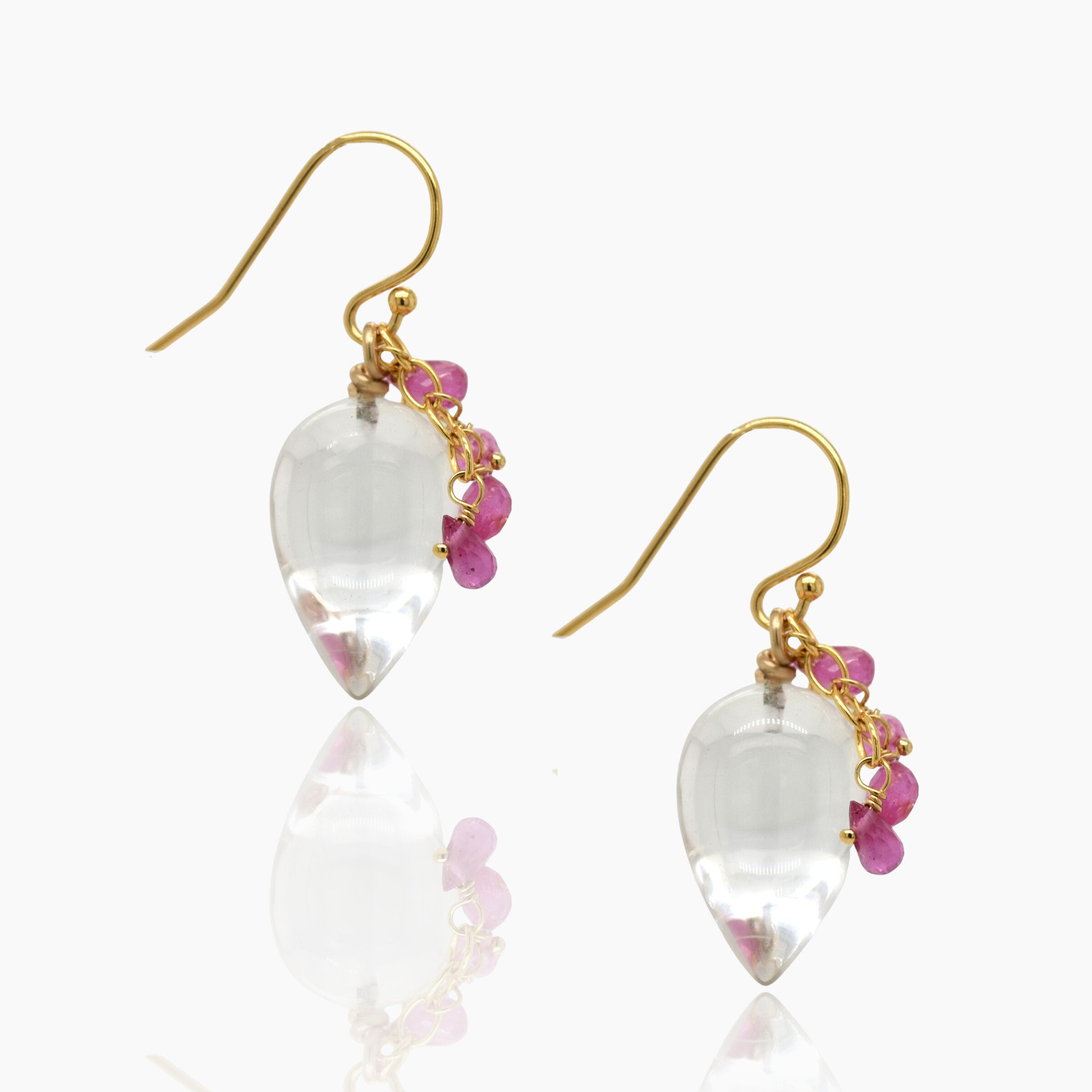 Rock Crystal & Pink Sapphire Earrings