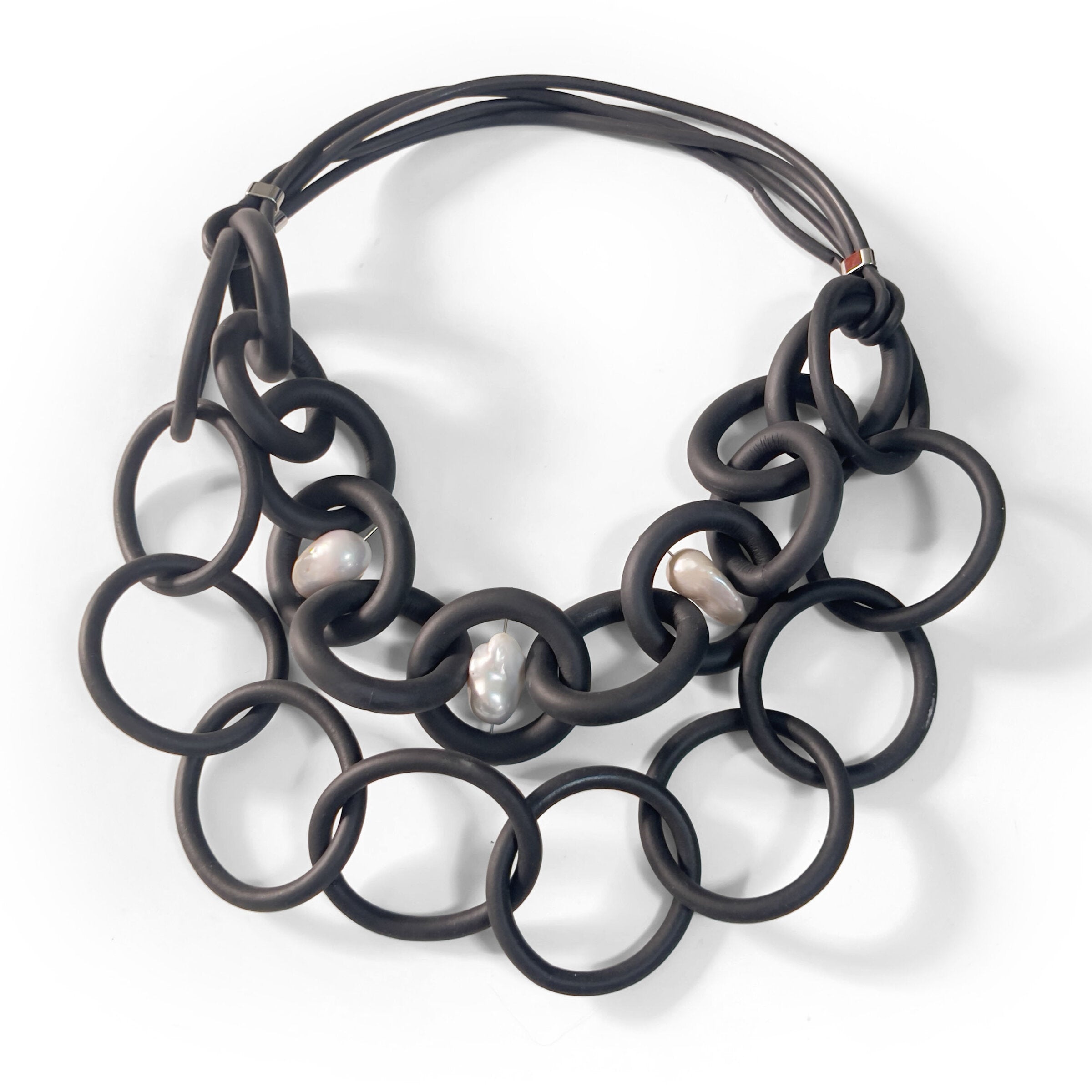 Double Strand Black Rubber Necklace