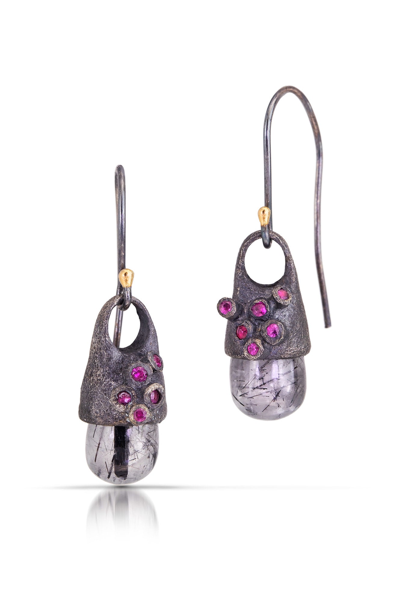Oxidized Silver with Rubies & Quartz