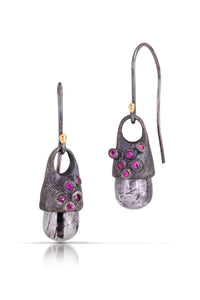 Oxidized Silver with Rubies & Quartz