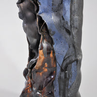 Black Ceramic Vase with Dark Blue Ruffle