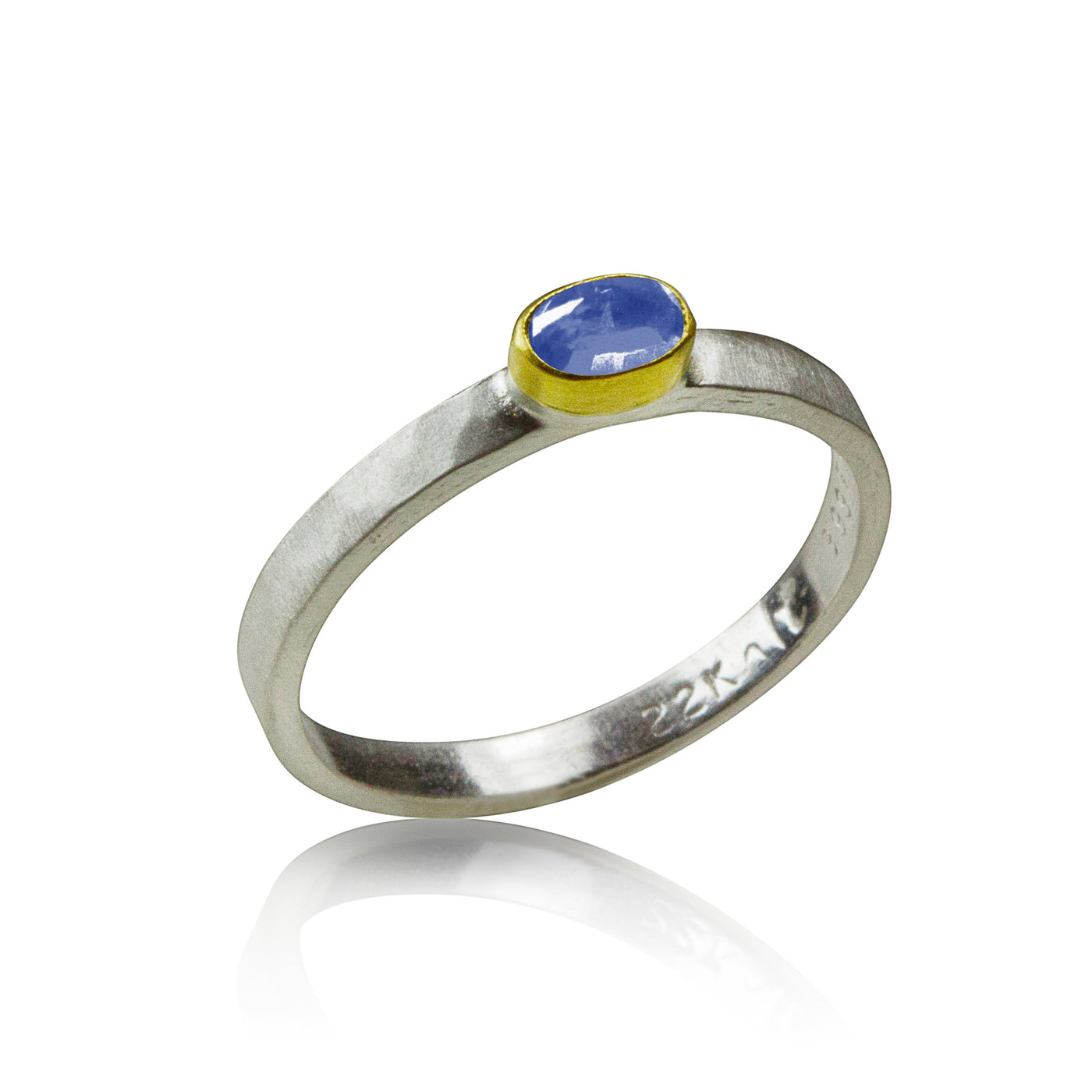 Blue Sapphire, Brushed Silver