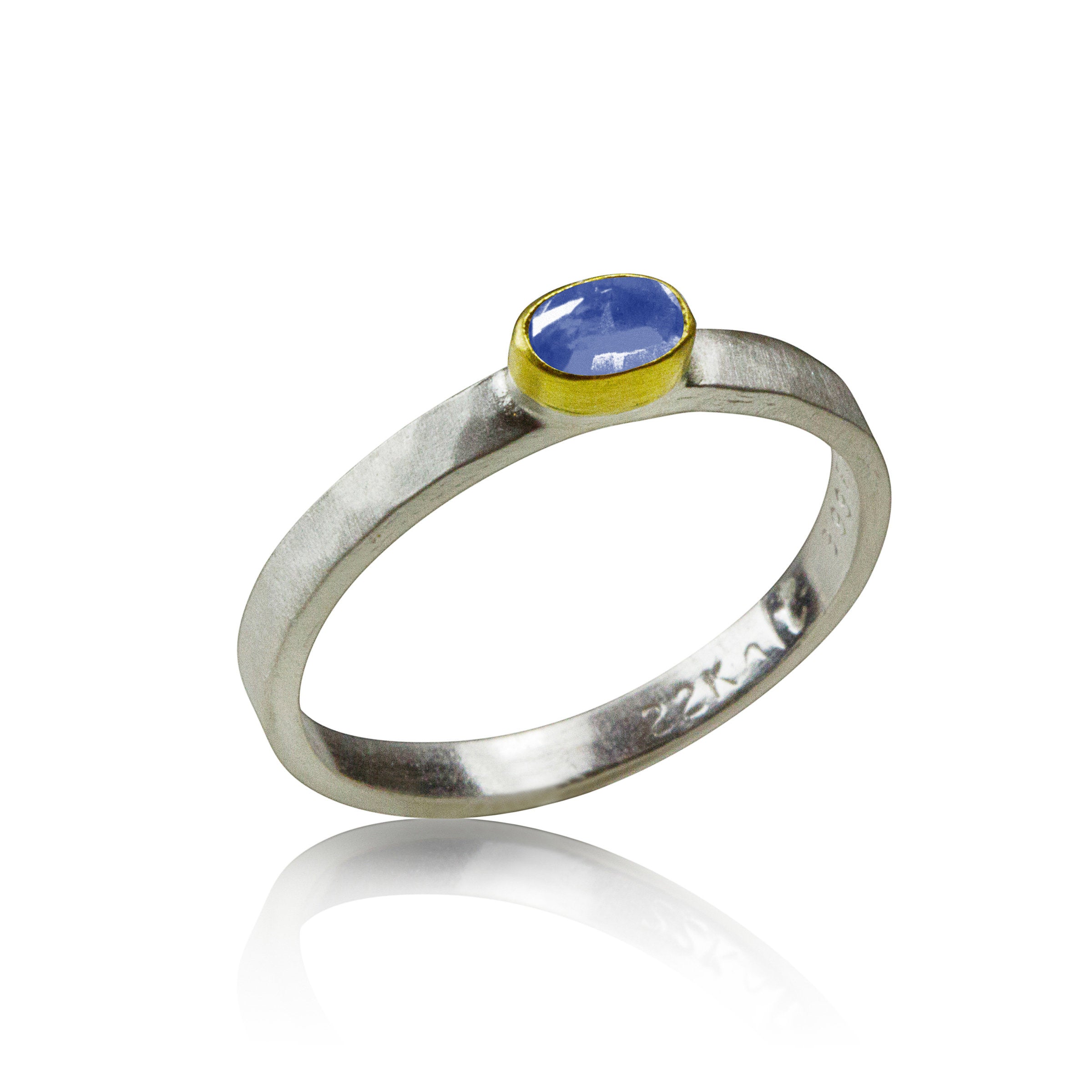 Blue Sapphire, Brushed Silver
