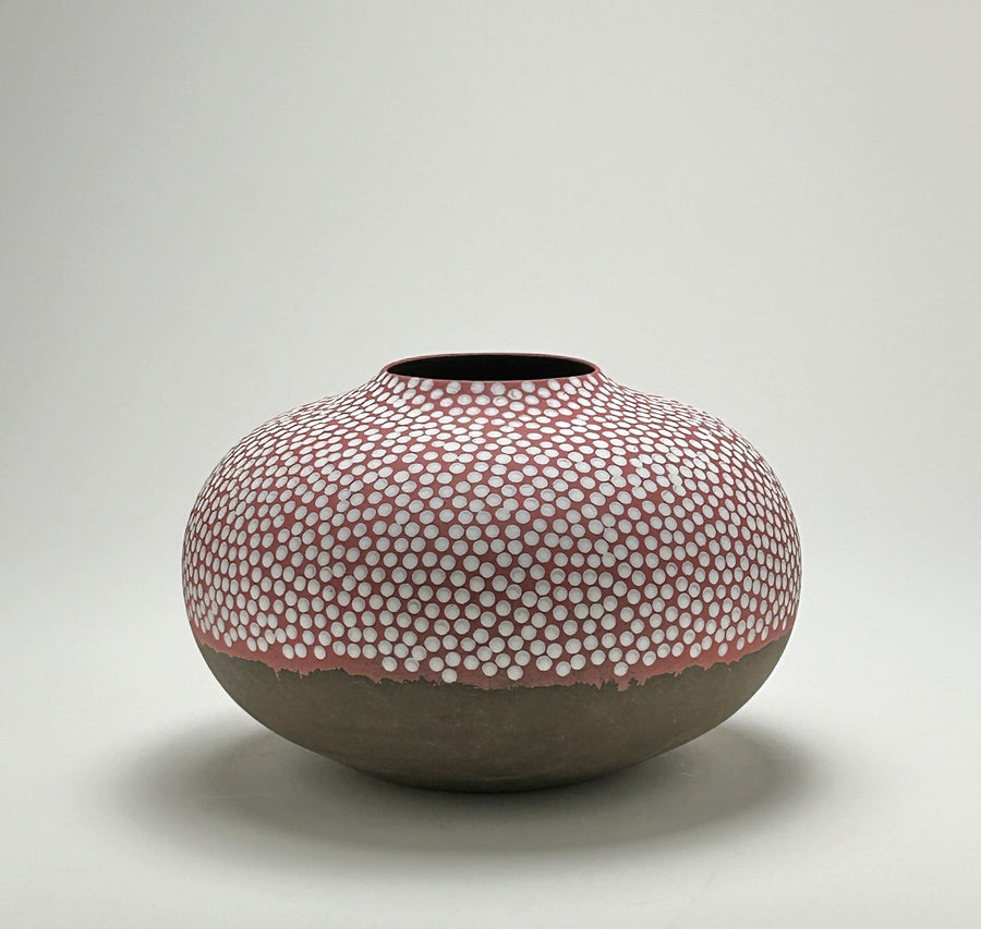 Red and White Dotted Vessel