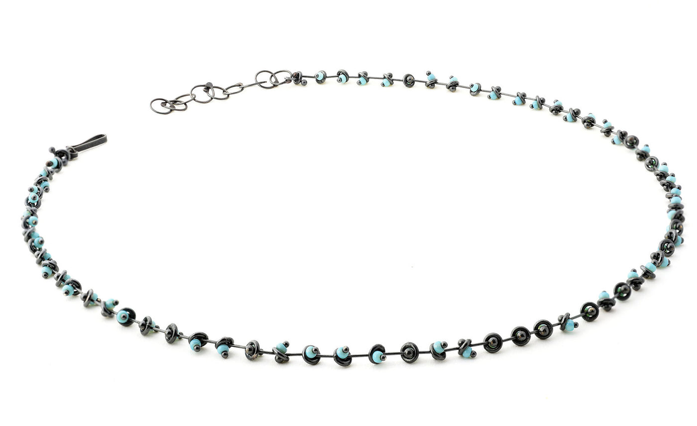 Opaline Blue Beadchain Necklace