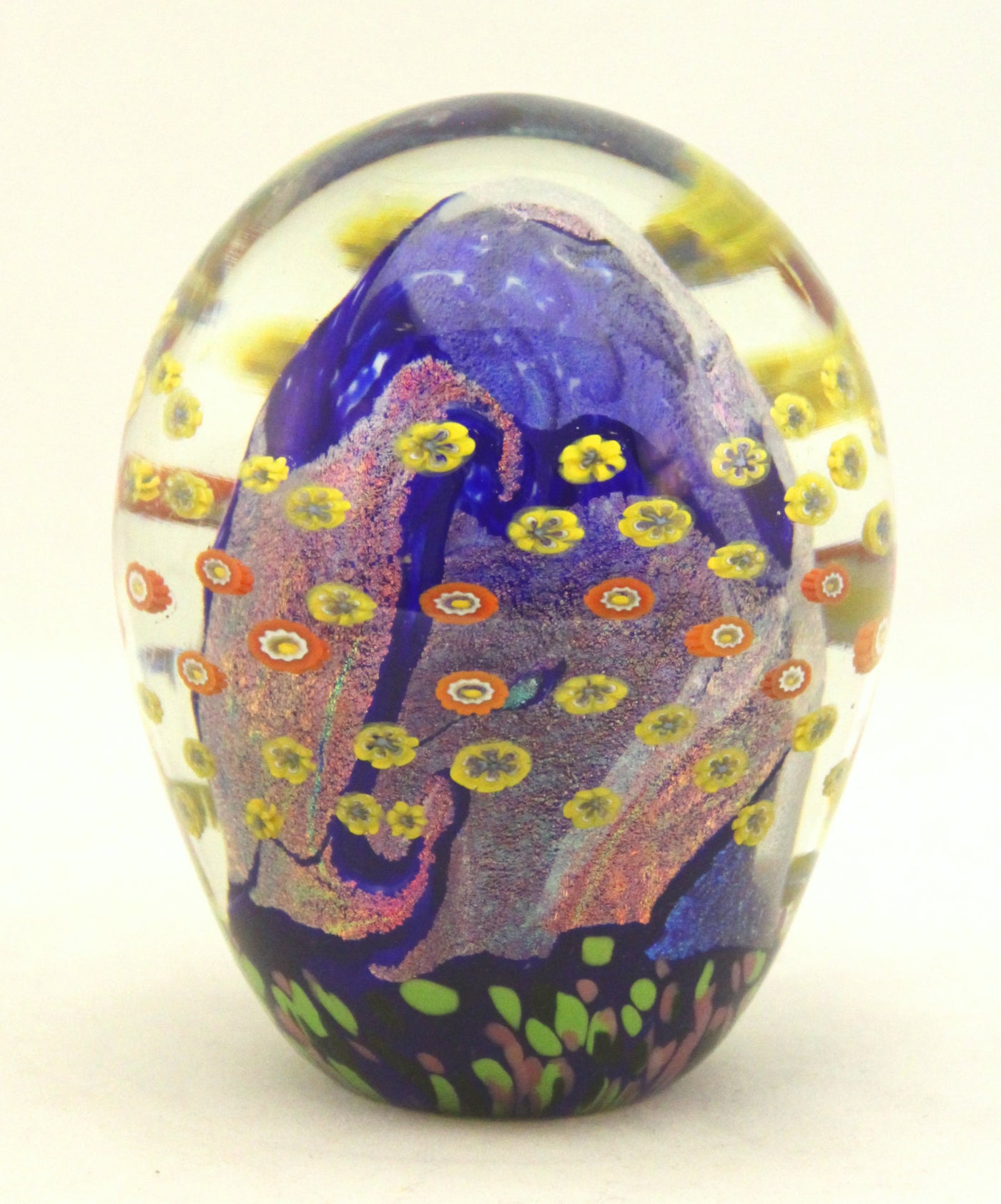 Small Cobalt Floral Paperweight