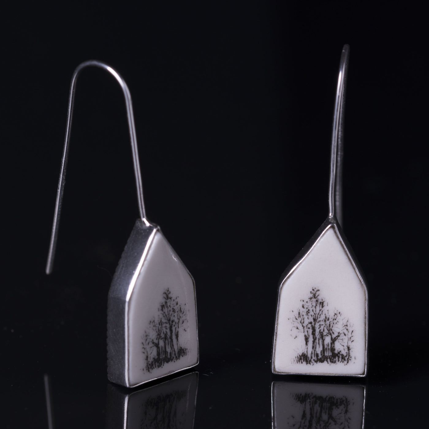 Tree House Earrings with Bezel