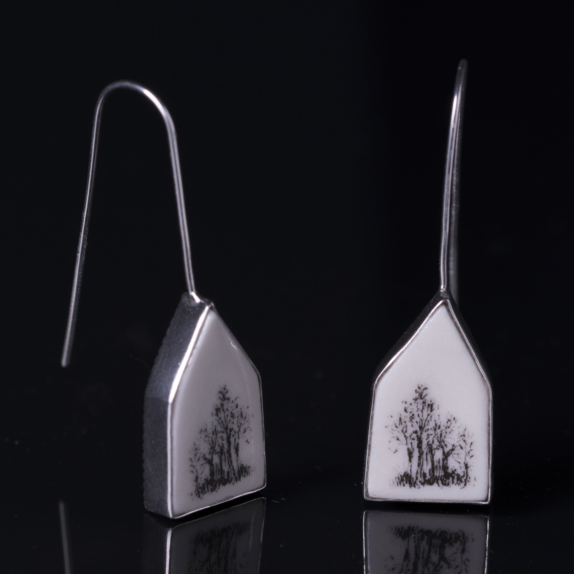 Tree House Earrings with Bezel