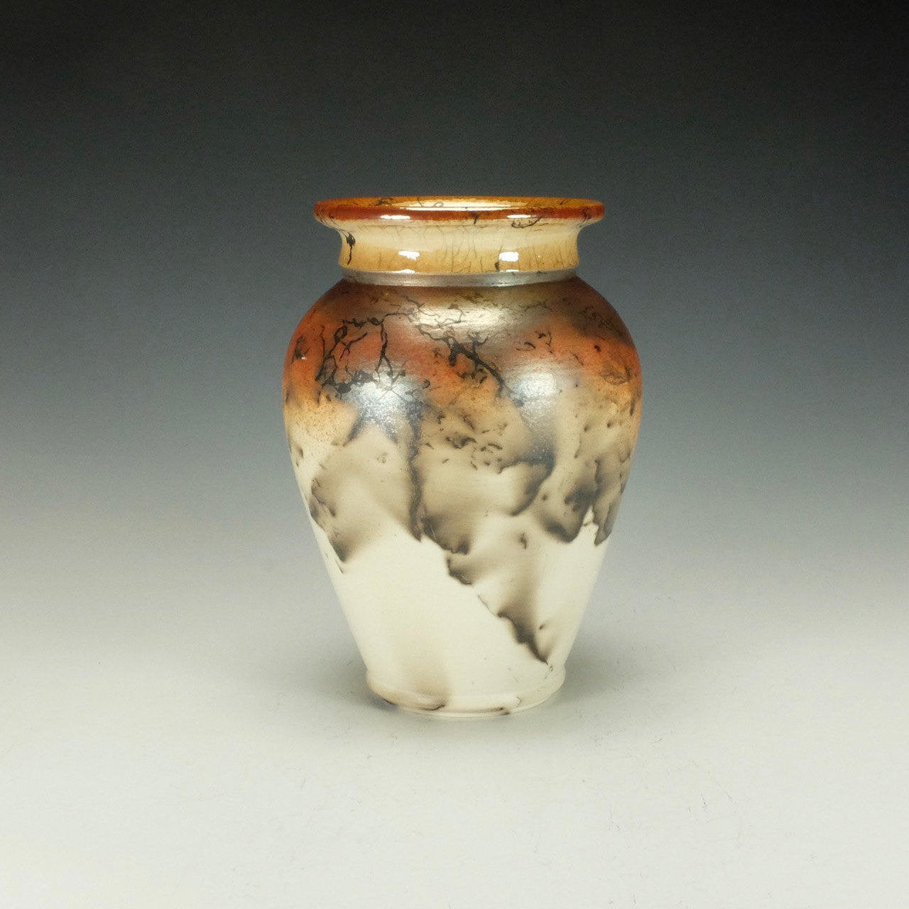 Tall Horsehair Raku Stoneware Vessel II