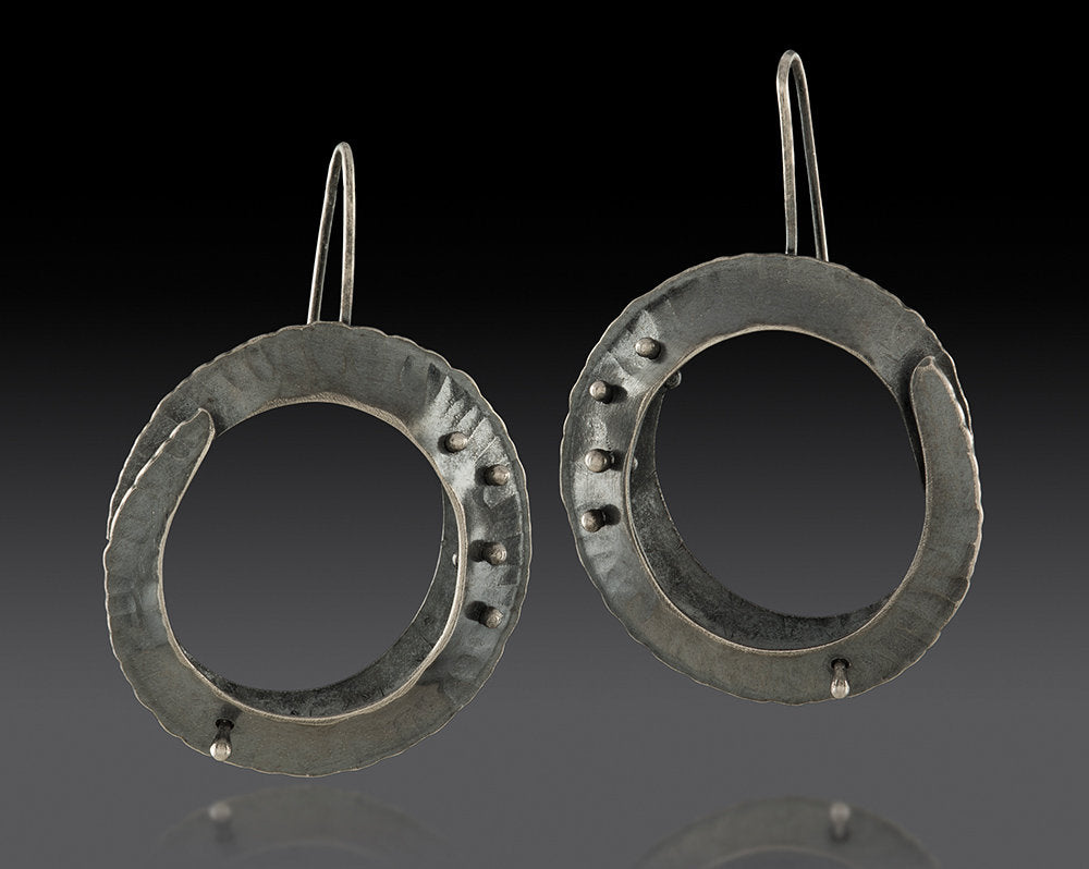 Large Black Orbit Drop Earriings