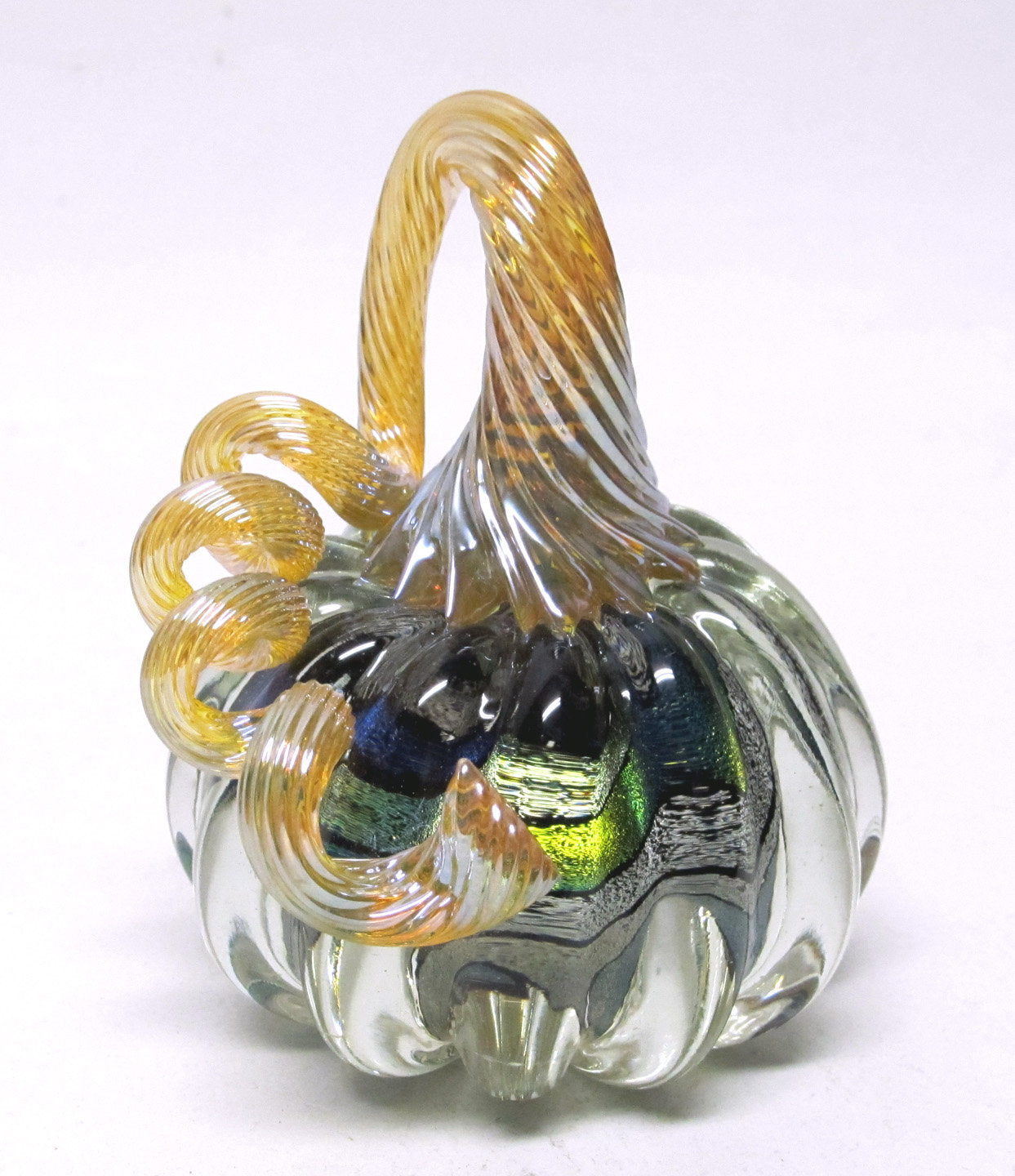 Small Clear Dichroic Glass Pumpkin