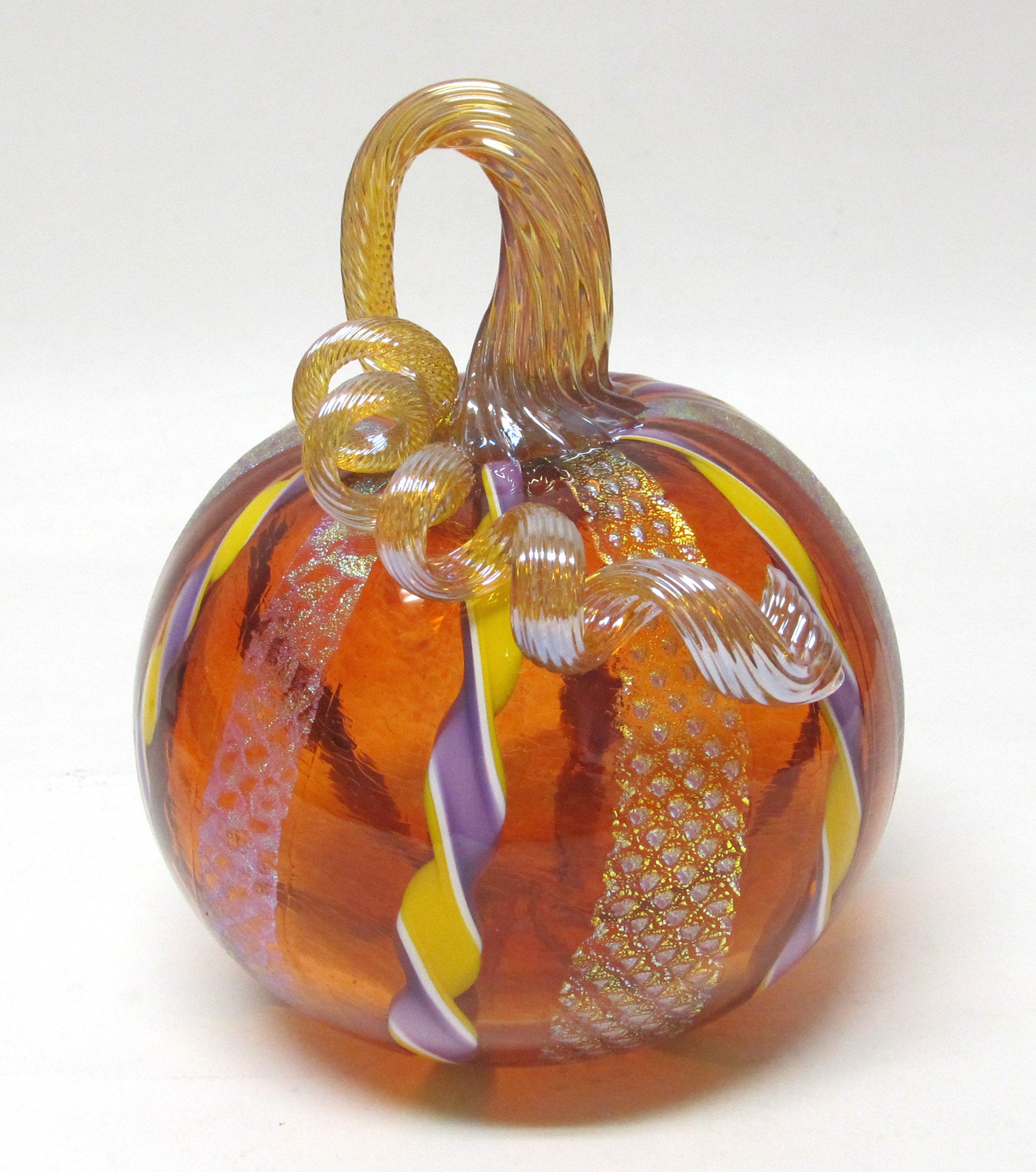 Aurora Pumpkin with Twisted Cane and Dichroic Glass