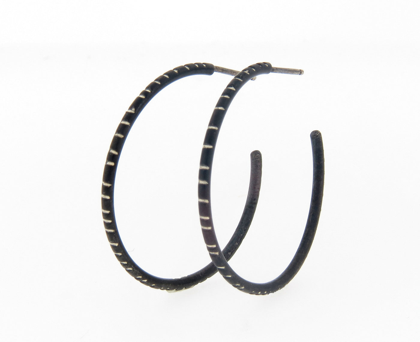 Medium Oxidized Silver Hoop Earrings