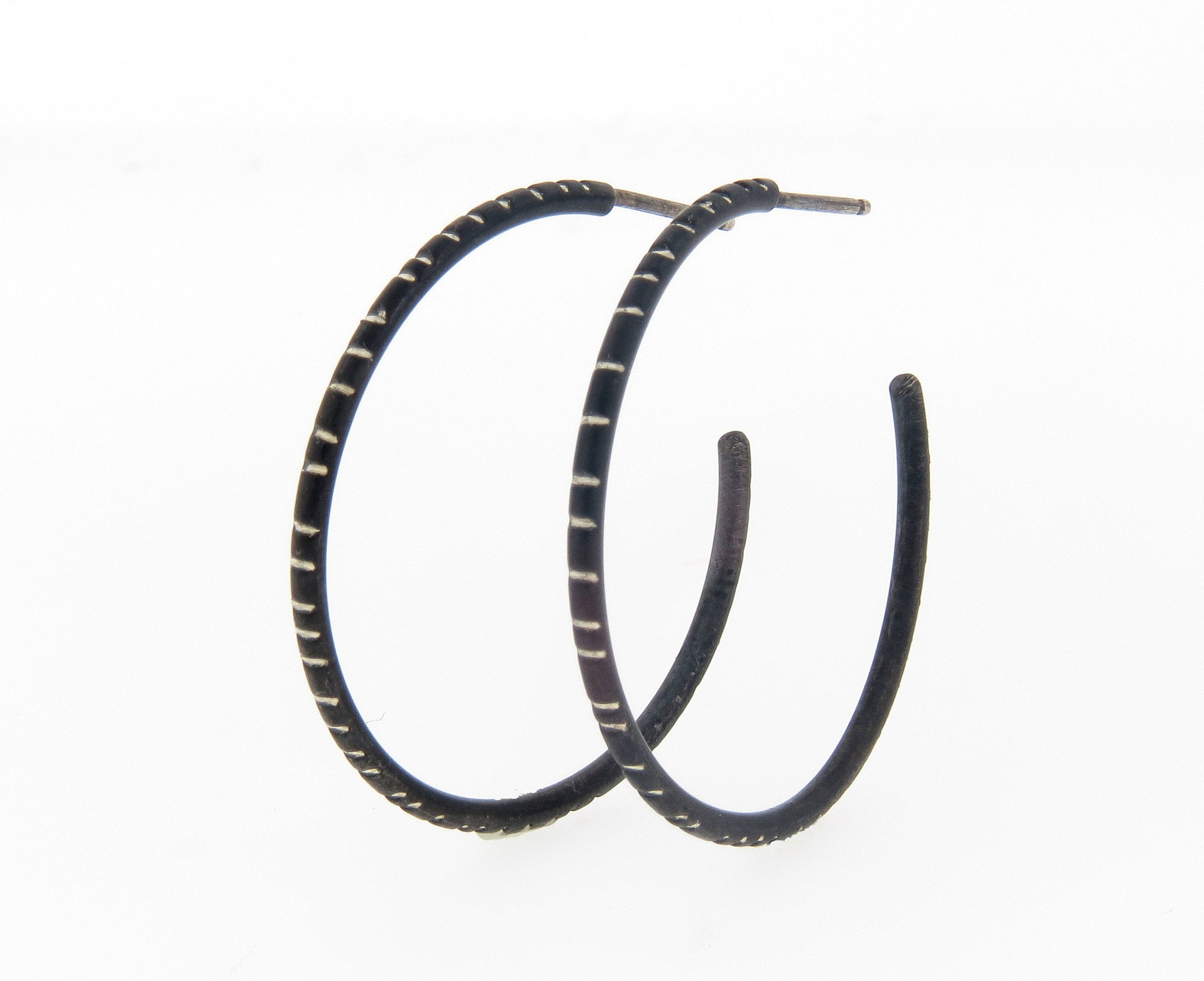 Medium Oxidized Silver Hoop Earrings