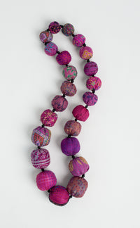 Fuchsia Kantha Necklace