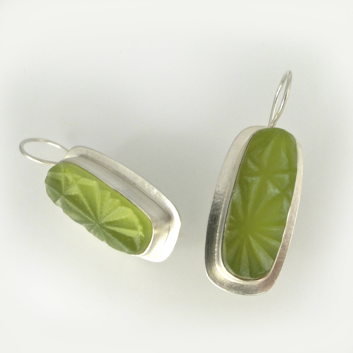 Vintage Green Long Rectangle Earring