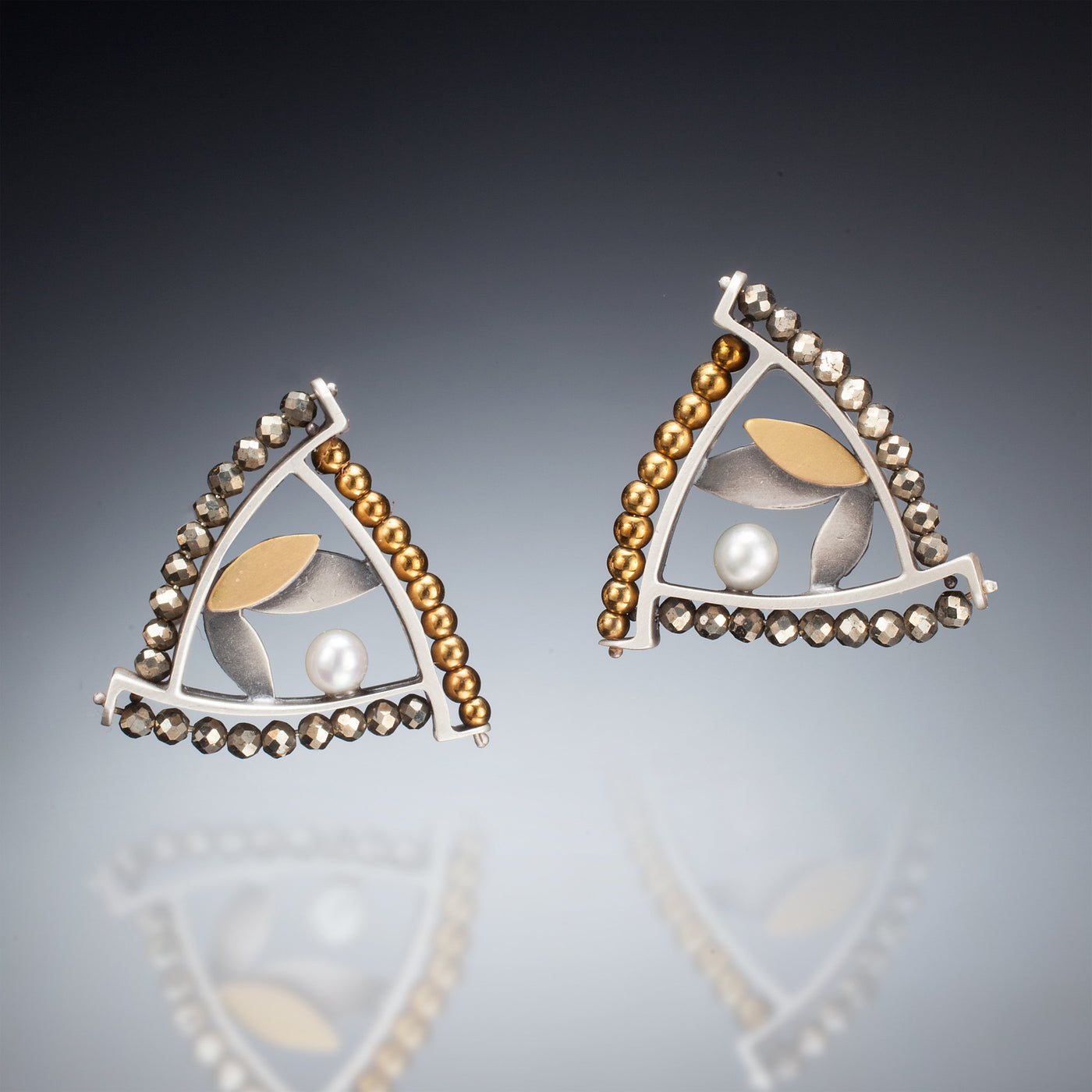 Mixed Metal Triangle Earrings