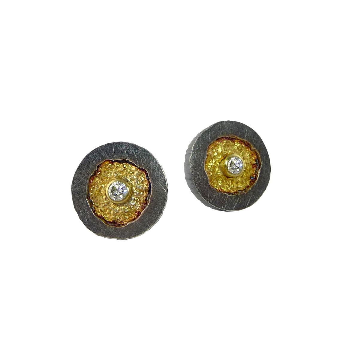 Erosion Post Earrings with Diamonds