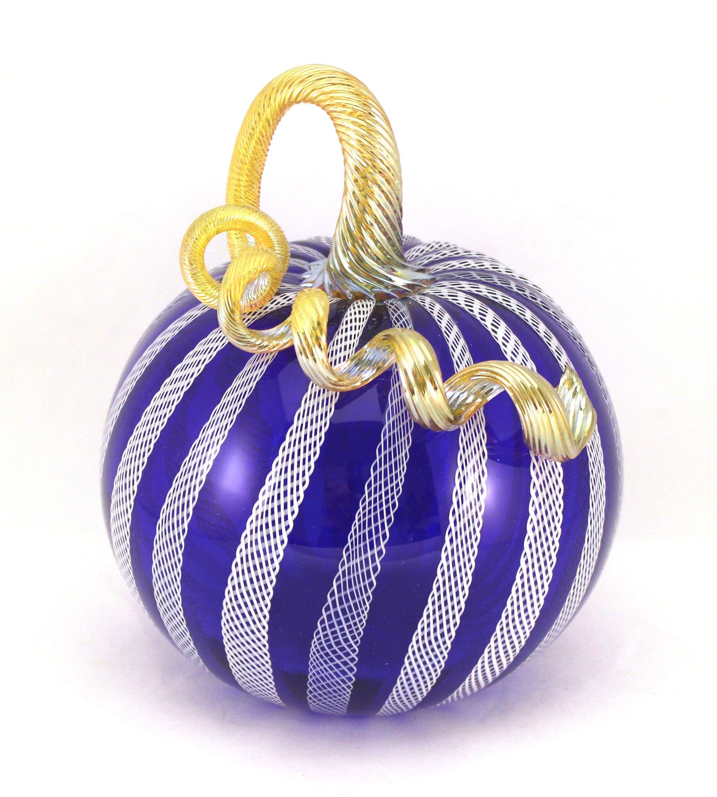 Cobalt Pumpkin with White Latticino Cane