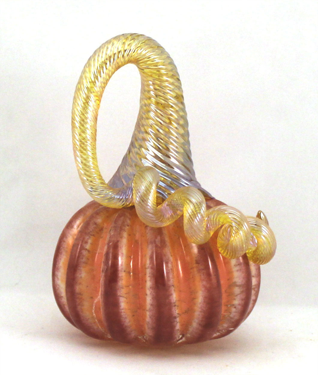 Miniature Peach Pumpkin with Ruby Stripes