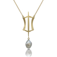 Hourglass Pendant with Tahitian Keshi Pearl