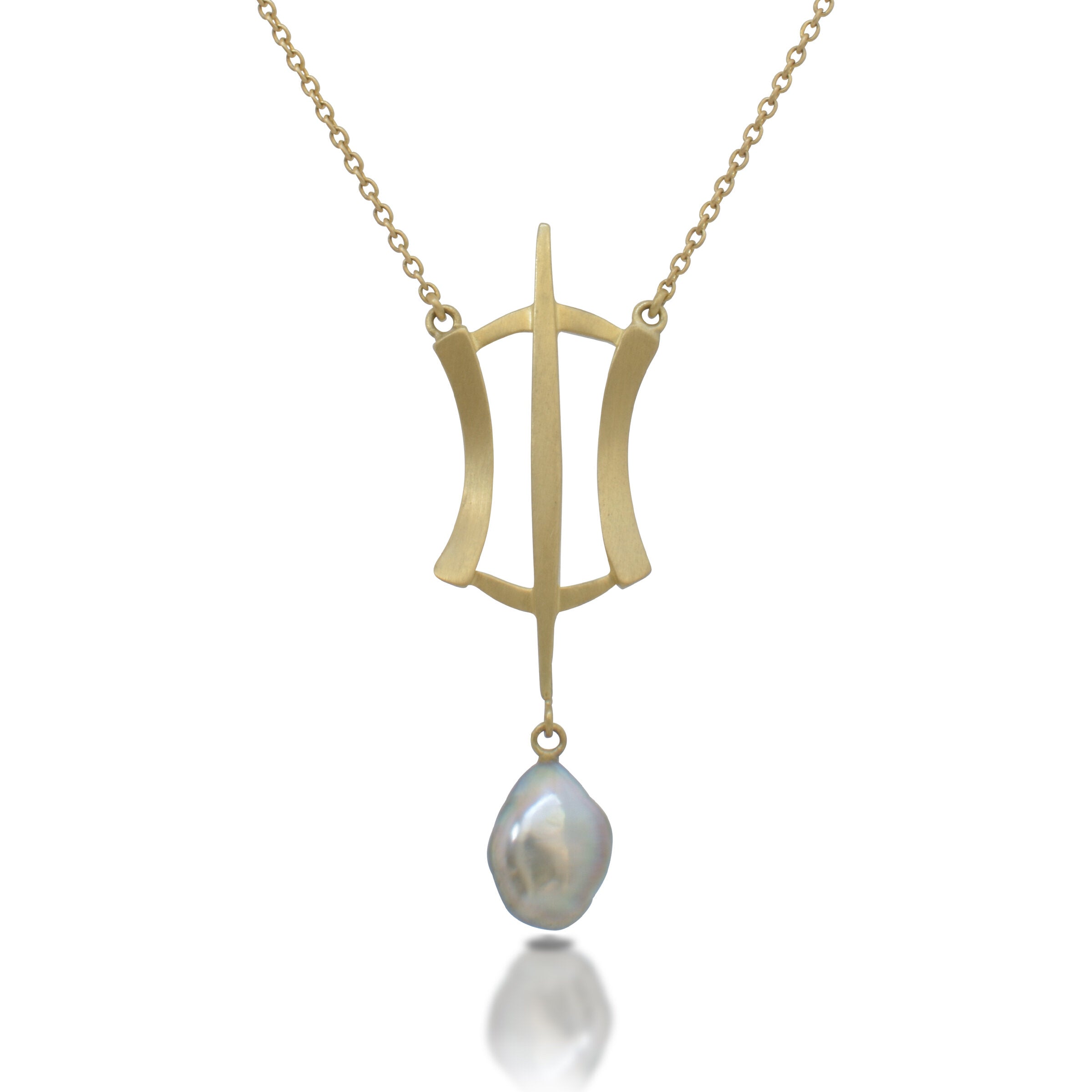 Hourglass Pendant with Tahitian Keshi Pearl