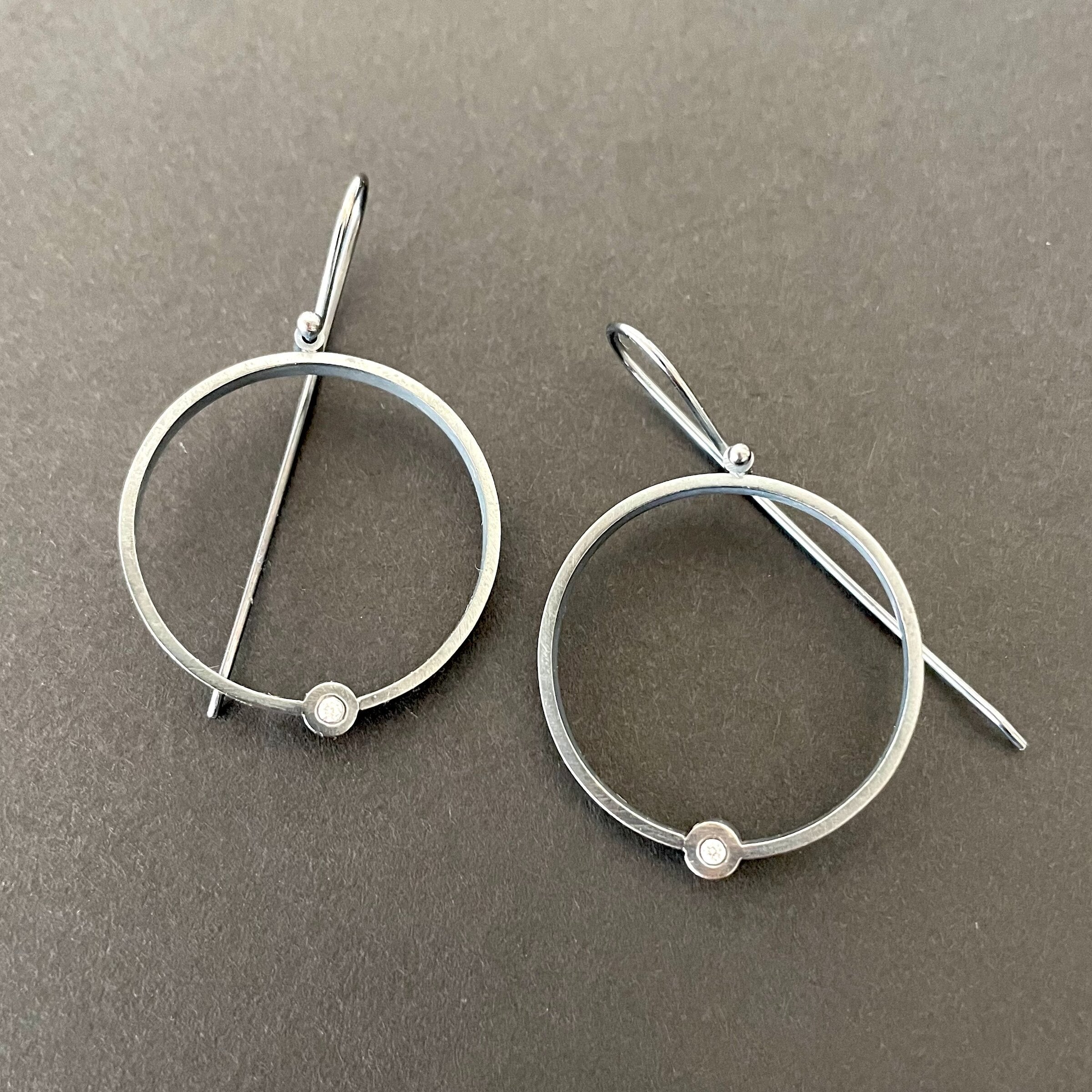 Open Circle Diamond Earrings