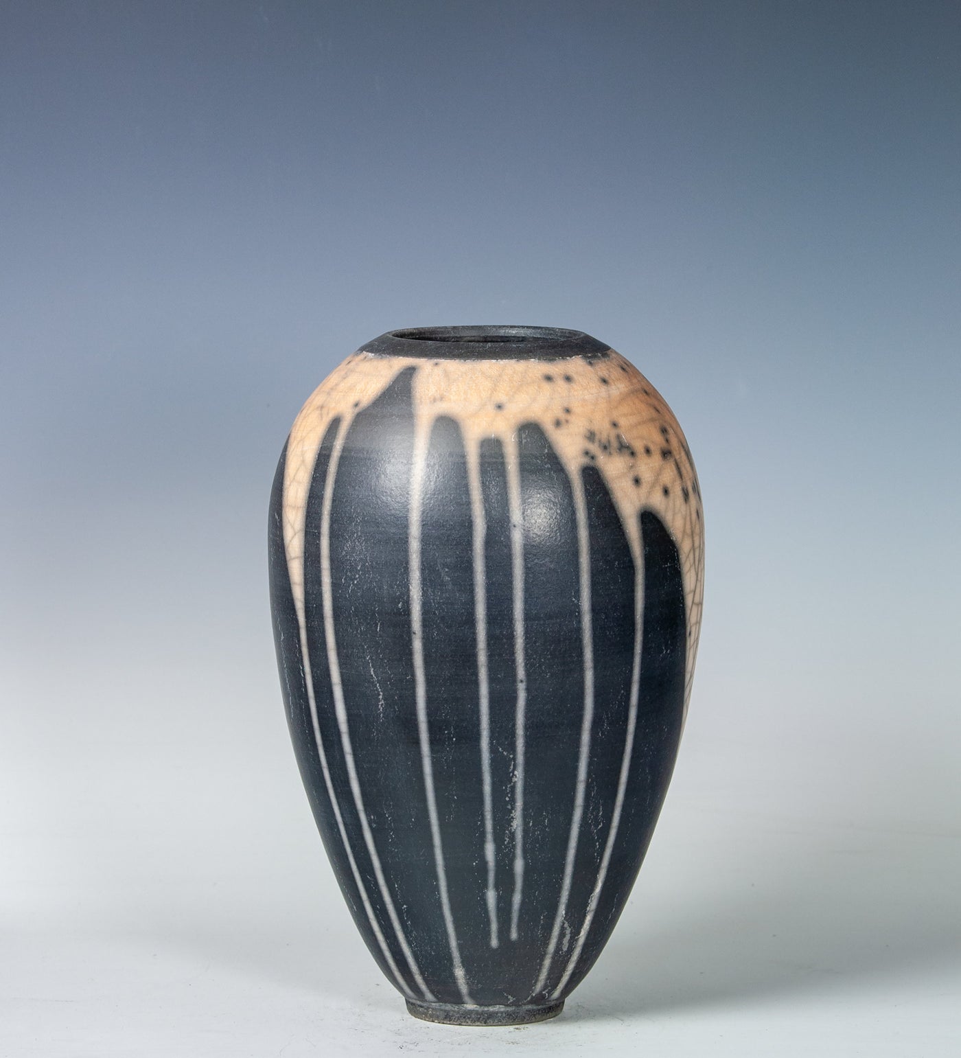 Raku Vase in Orange and Black