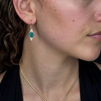 14k Gold, Gem Silica & Diamond Earrings