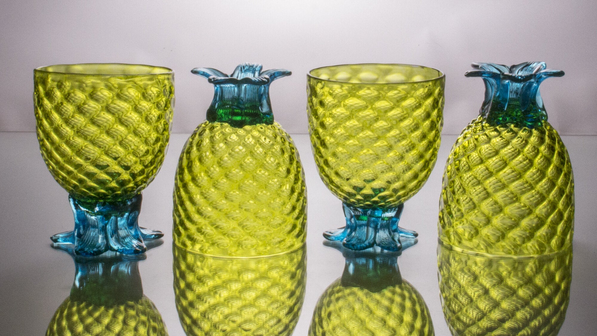 Set of Four of Small Pineapple Glasses