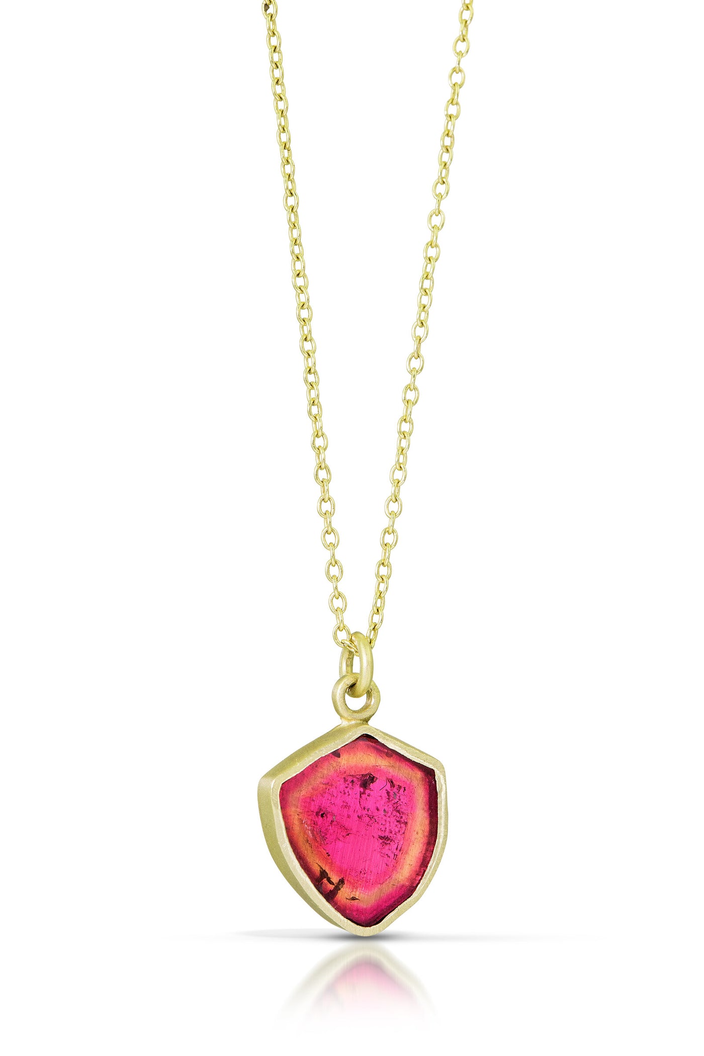 Magenta Tourmaline Slice Bezel Necklace