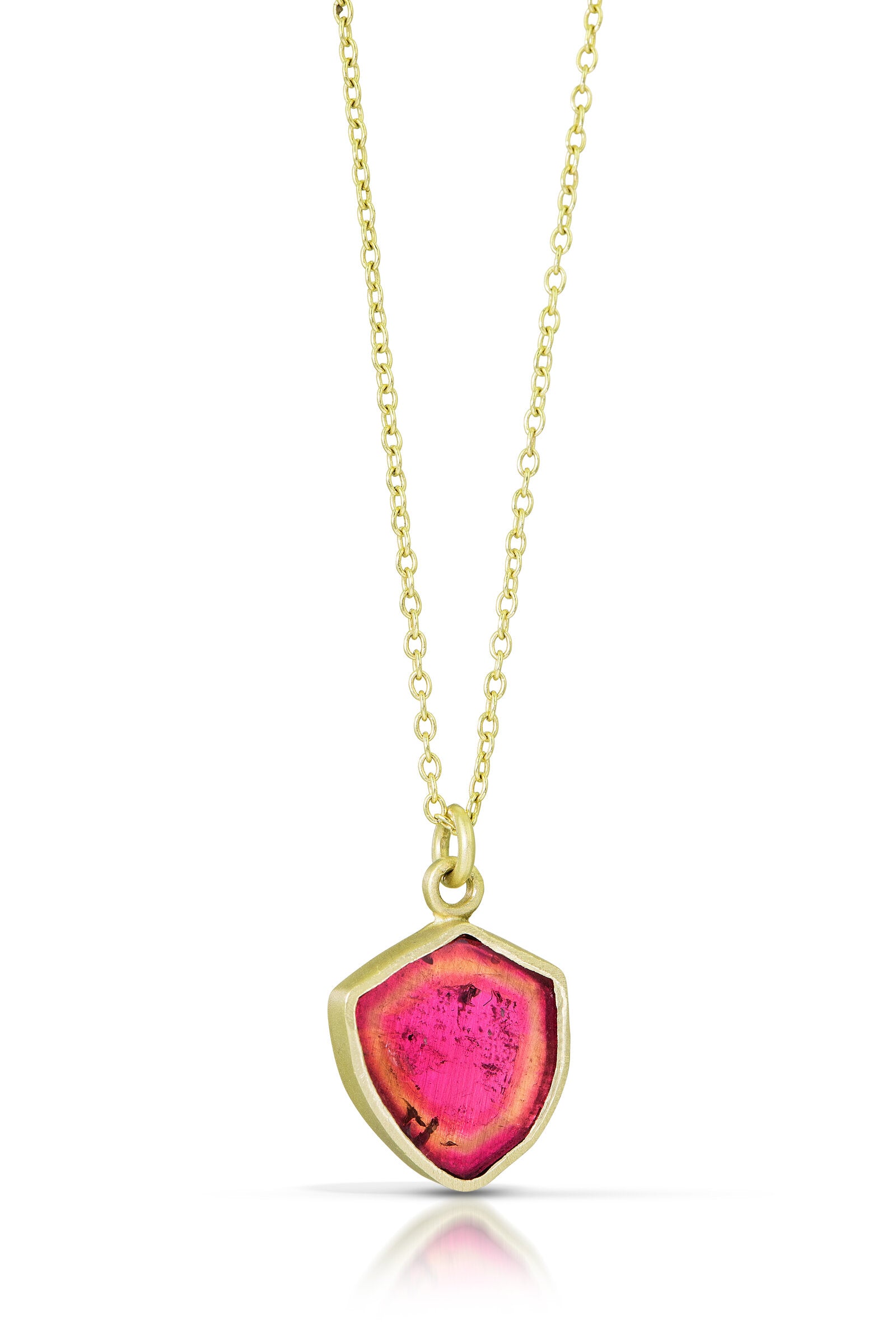 Magenta Tourmaline Slice Bezel Necklace