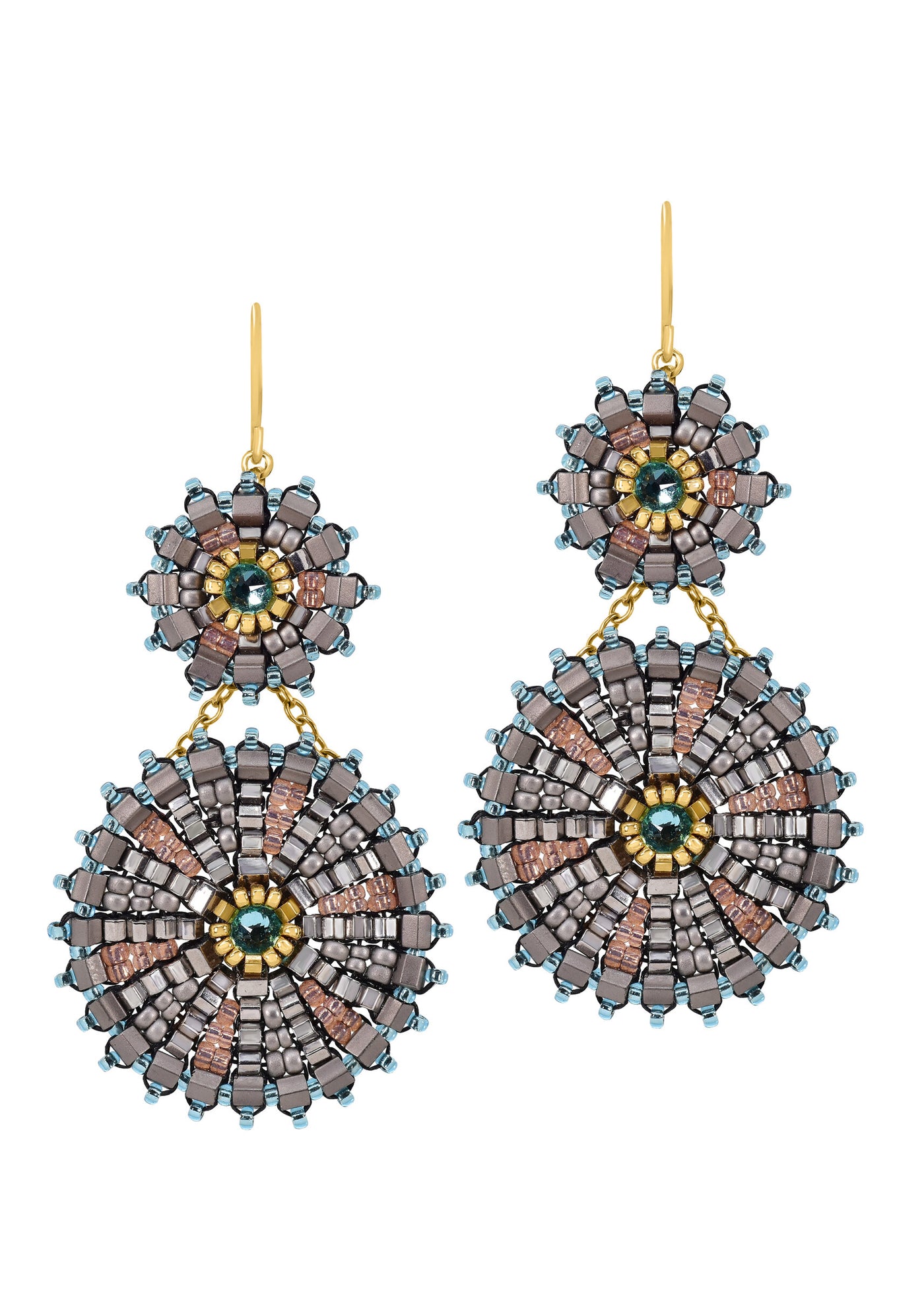 Cool Blues Double Circle Earrings