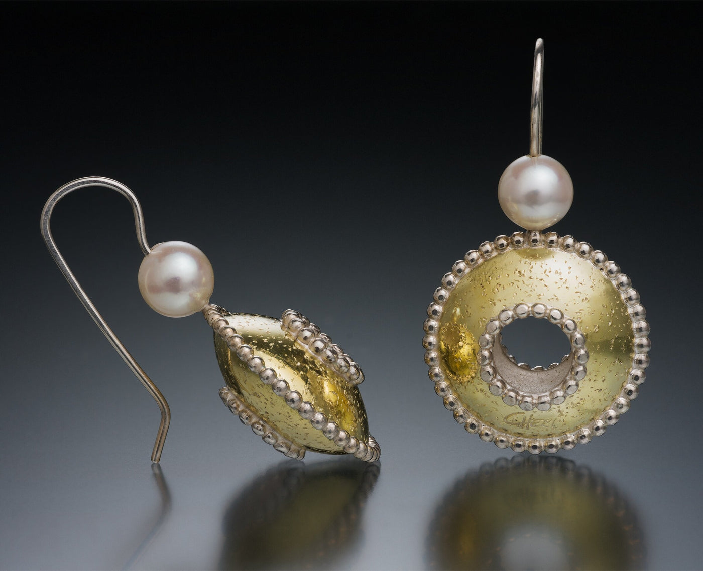 Hollowformed Spherical Pearl Earrings