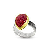 Flowering Vine Carved Ruby Ring