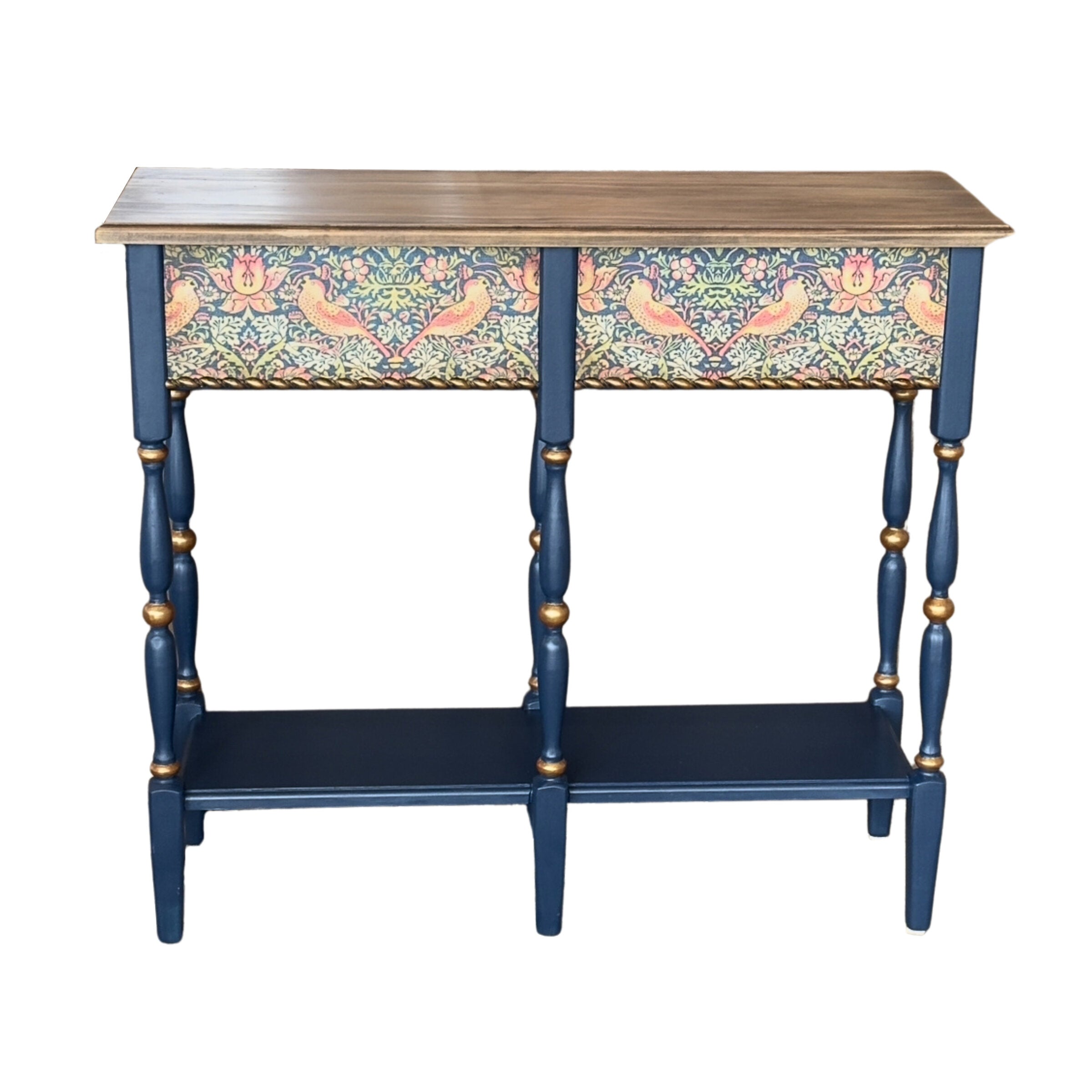 Blue Vintage Bird Console Table
