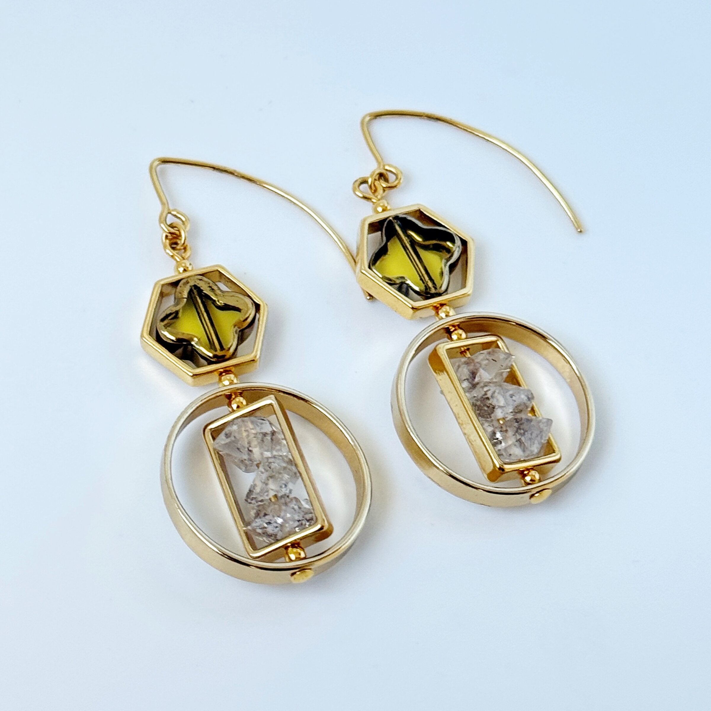 Golden Herkimer Diamond Earrings