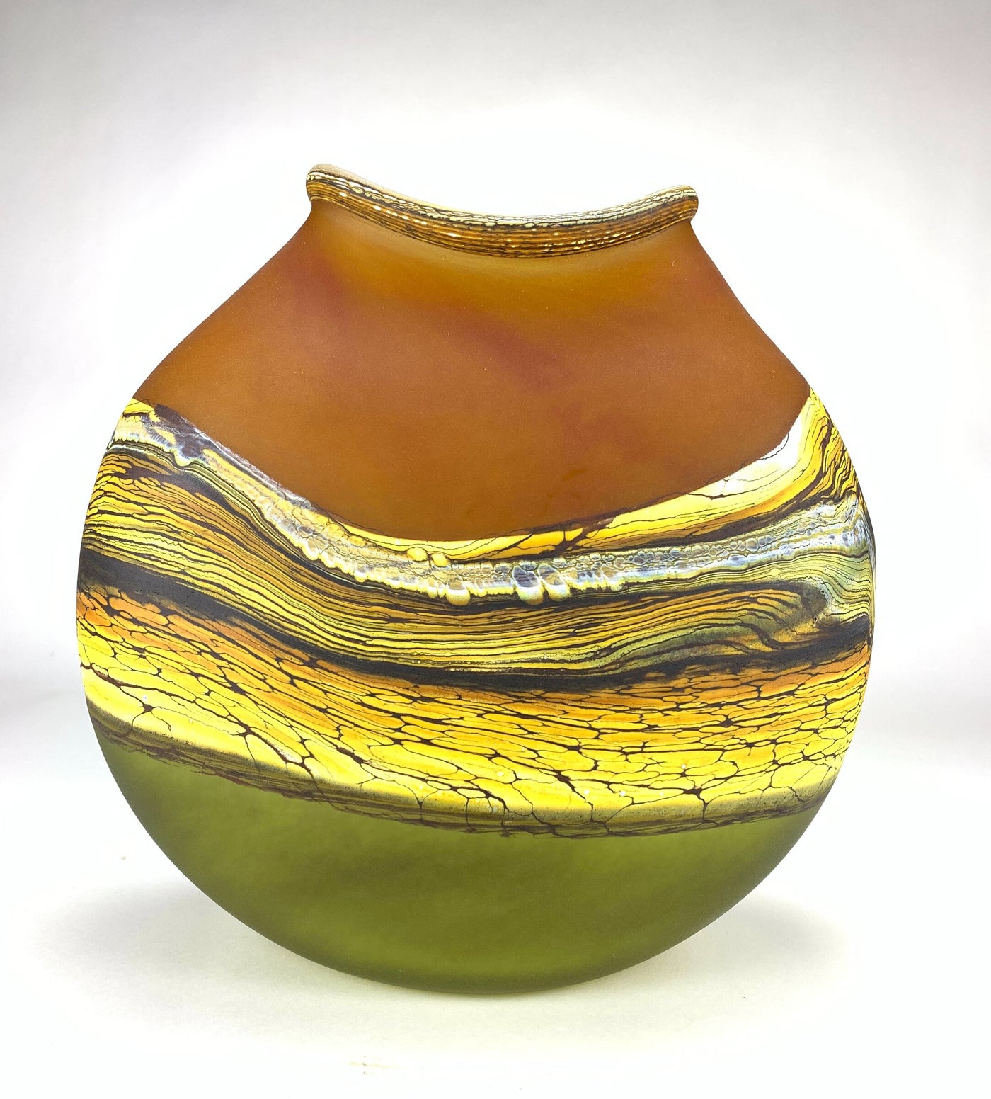Satin Strata Flat Vessel