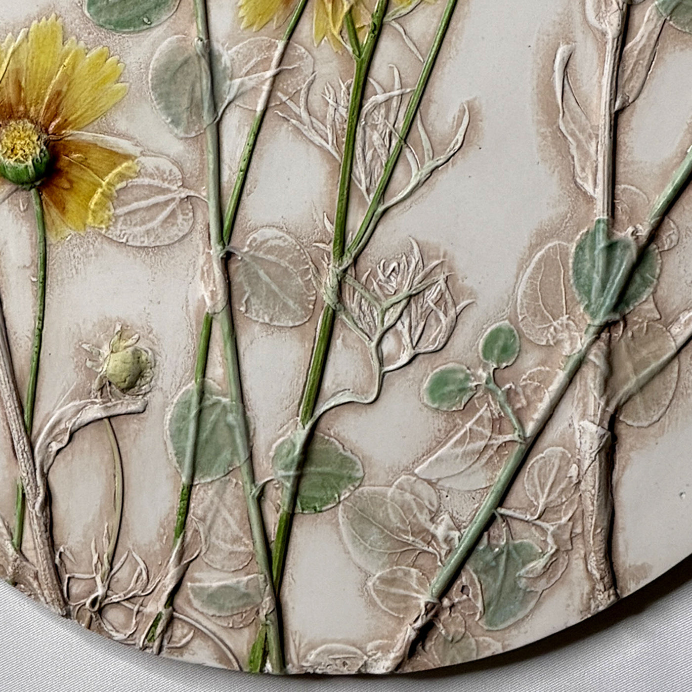 Blue Butterfly & Summer Flowers Oval Tile