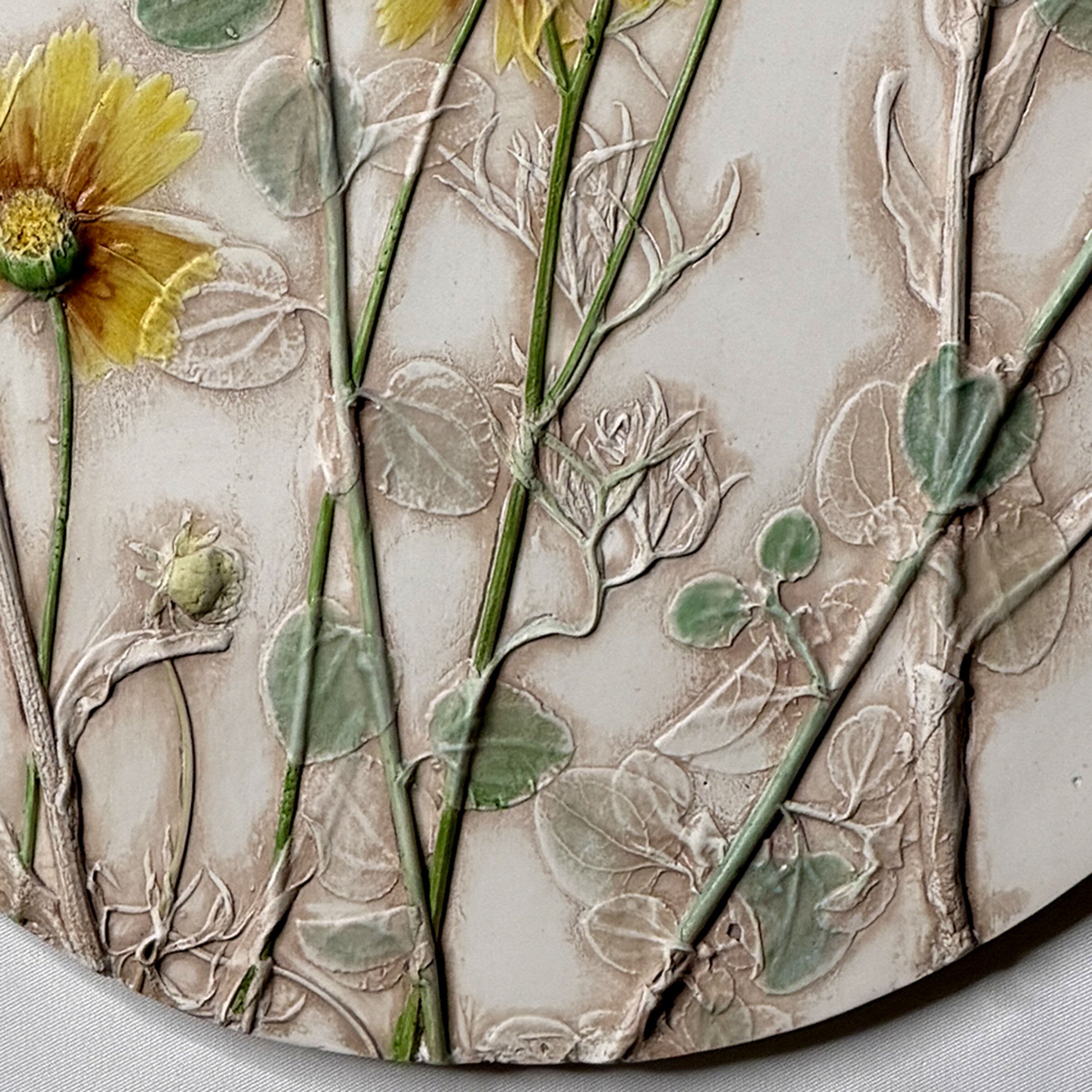 Blue Butterfly & Summer Flowers Oval Tile