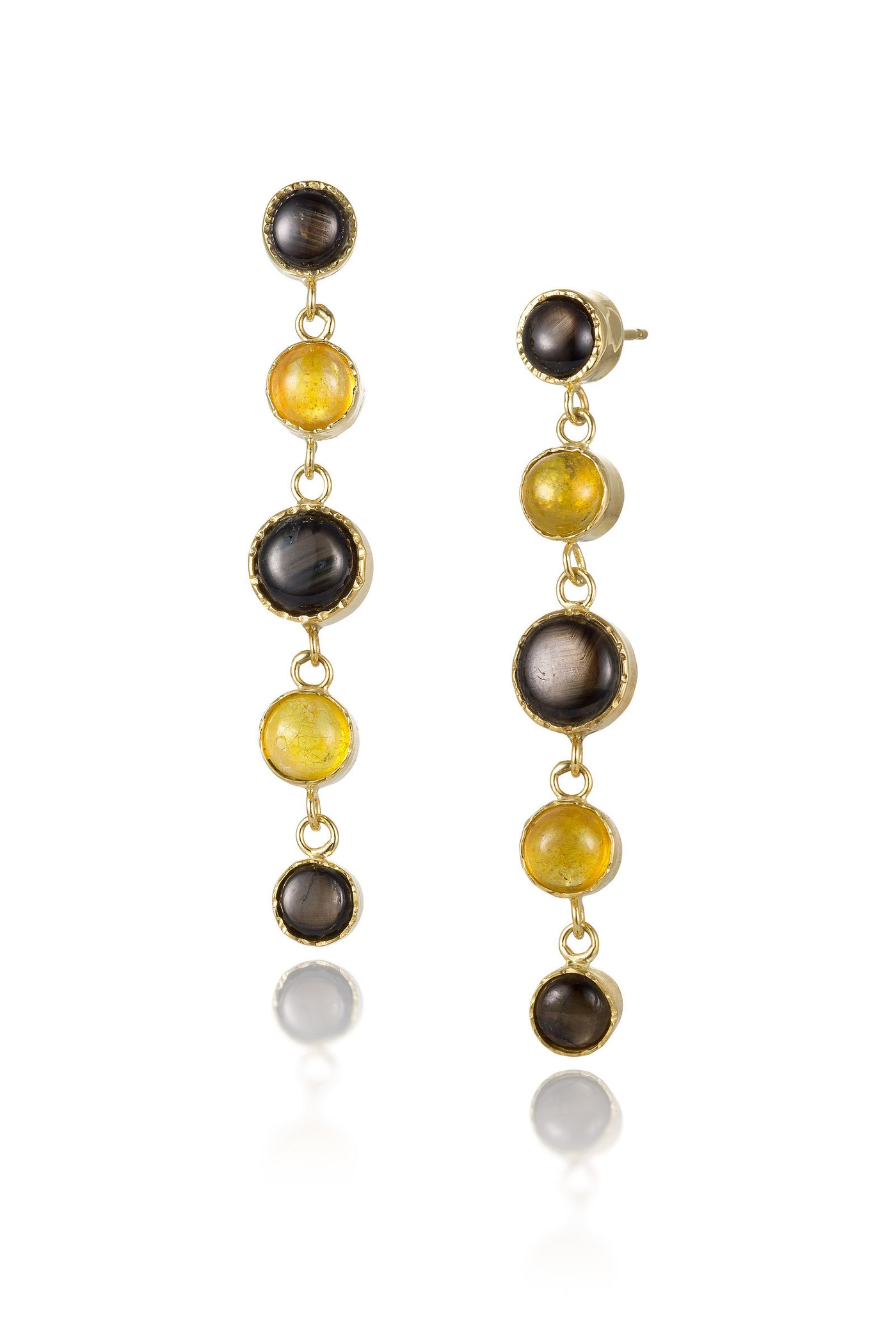 Yellow & Black Sapphire Earrings